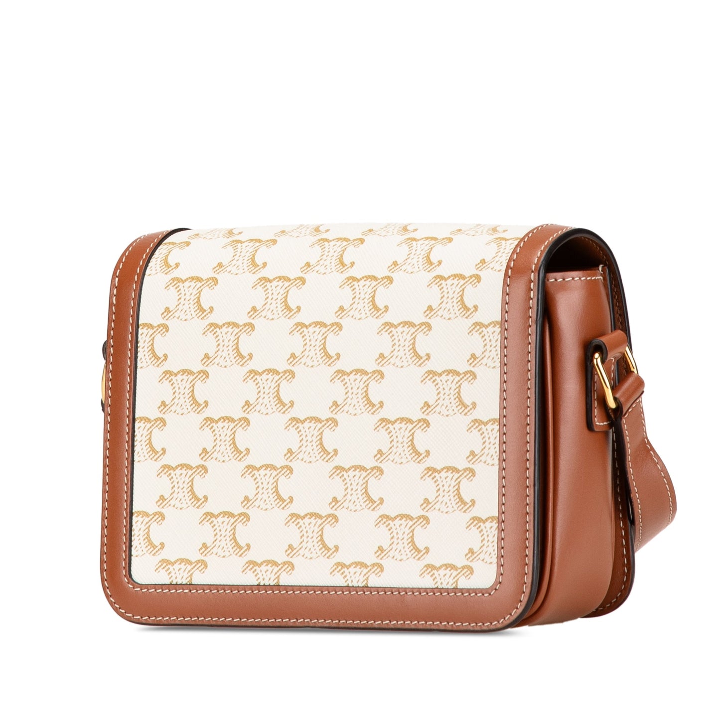 Celine Teen Coated Canvas Triomphe Crossbody White