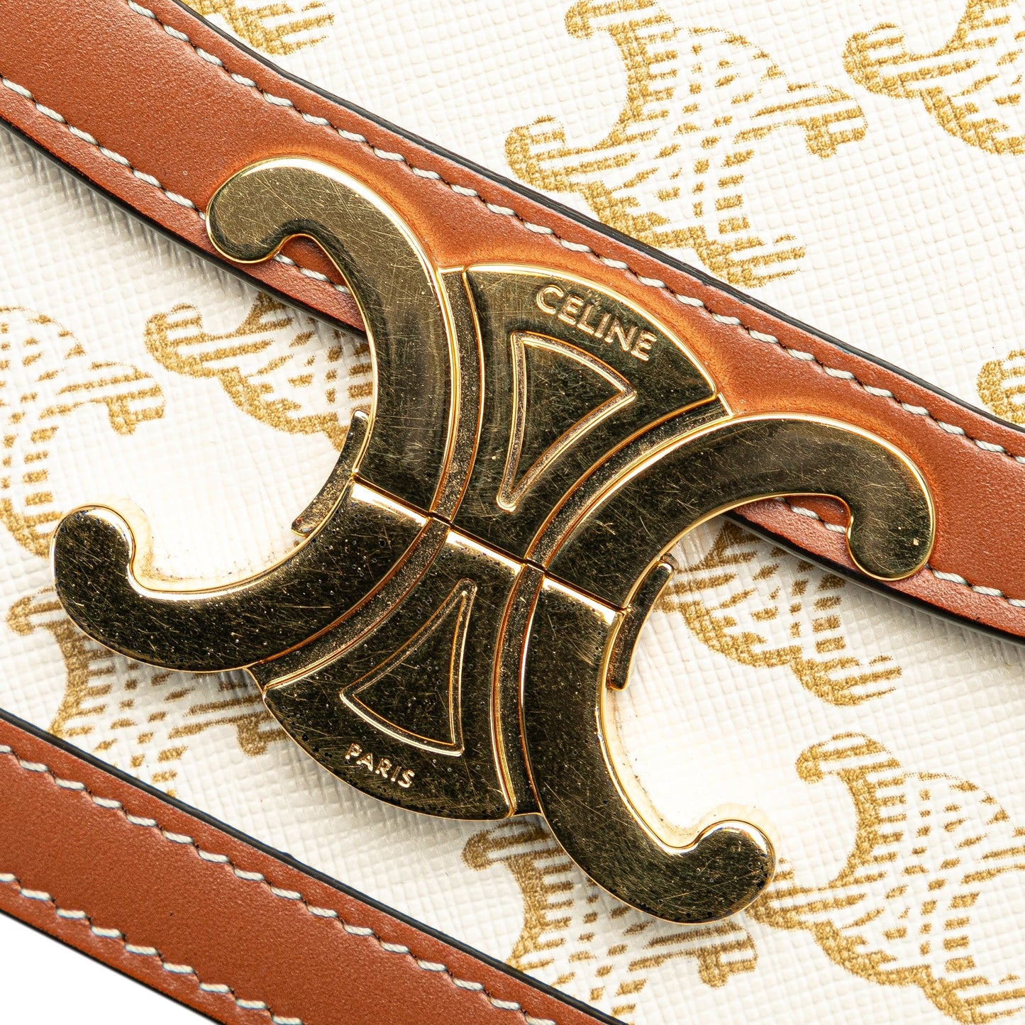 Celine Teen Coated Canvas Triomphe Crossbody White