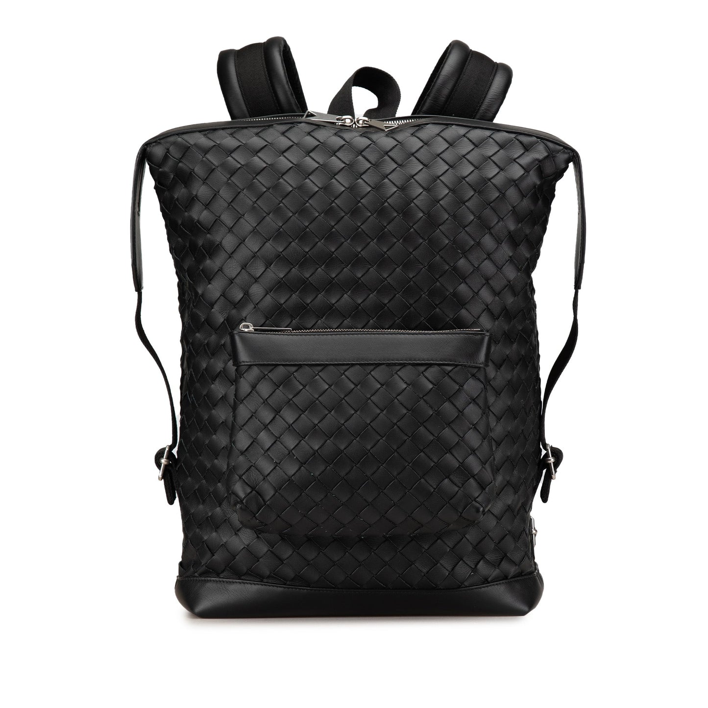 Bottega Veneta Nappa Intrecciato Front Pocket Backpack Black