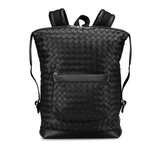 Bottega Veneta Nappa Intrecciato Front Pocket Backpack Black