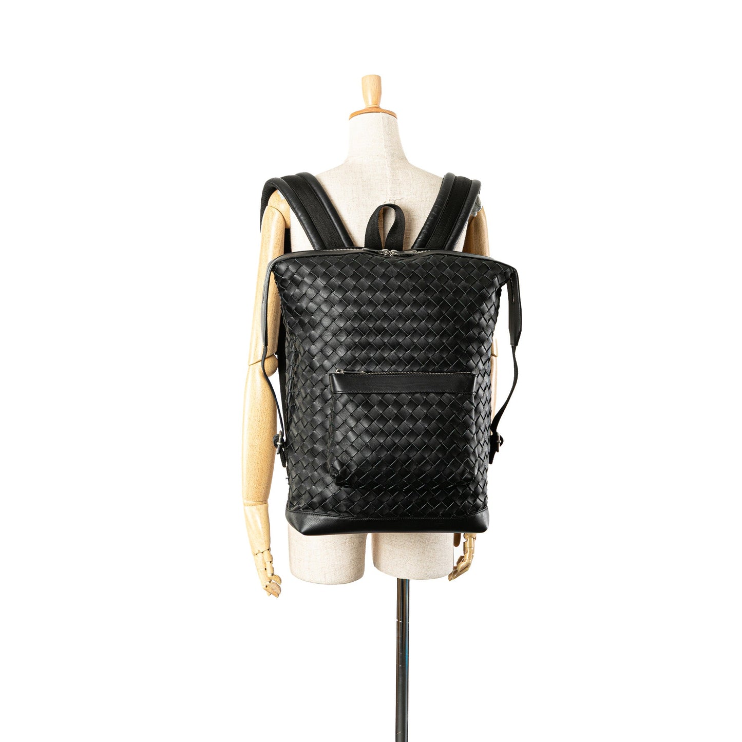 Bottega Veneta Nappa Intrecciato Front Pocket Backpack Black