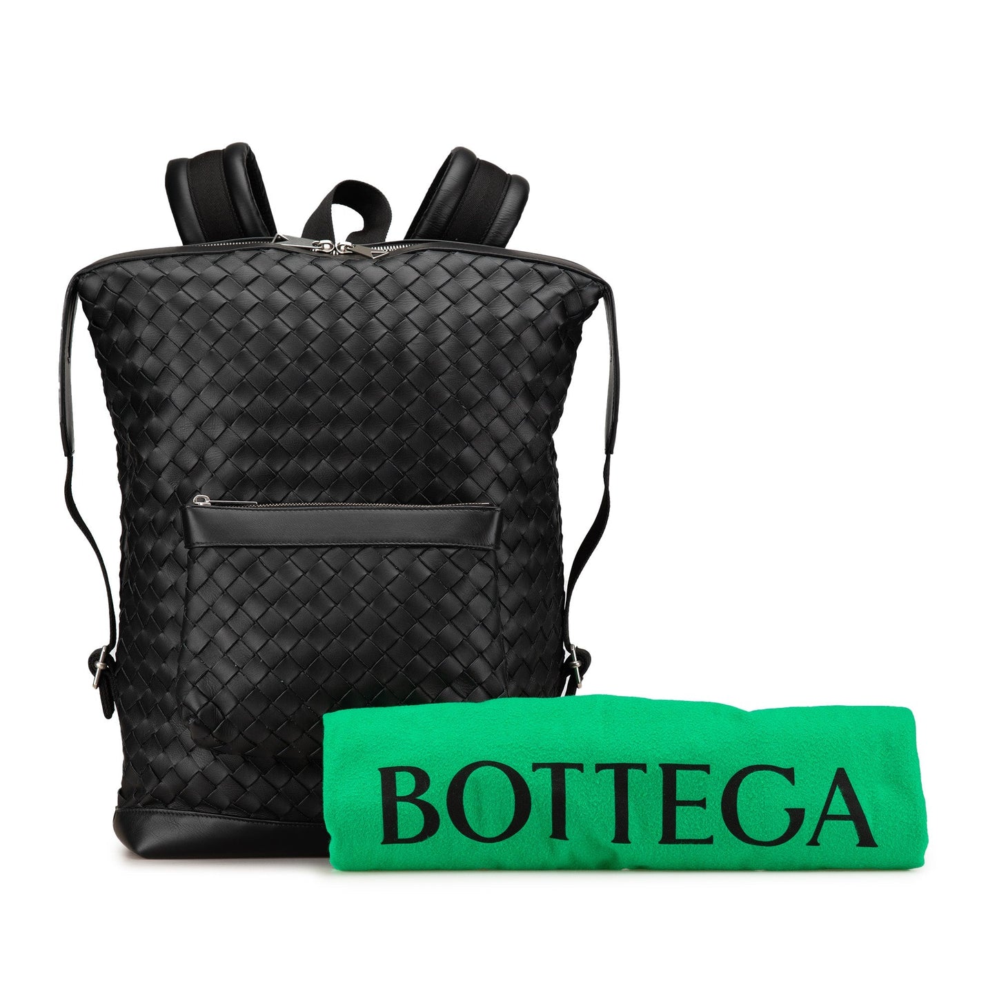 Bottega Veneta Nappa Intrecciato Front Pocket Backpack Black