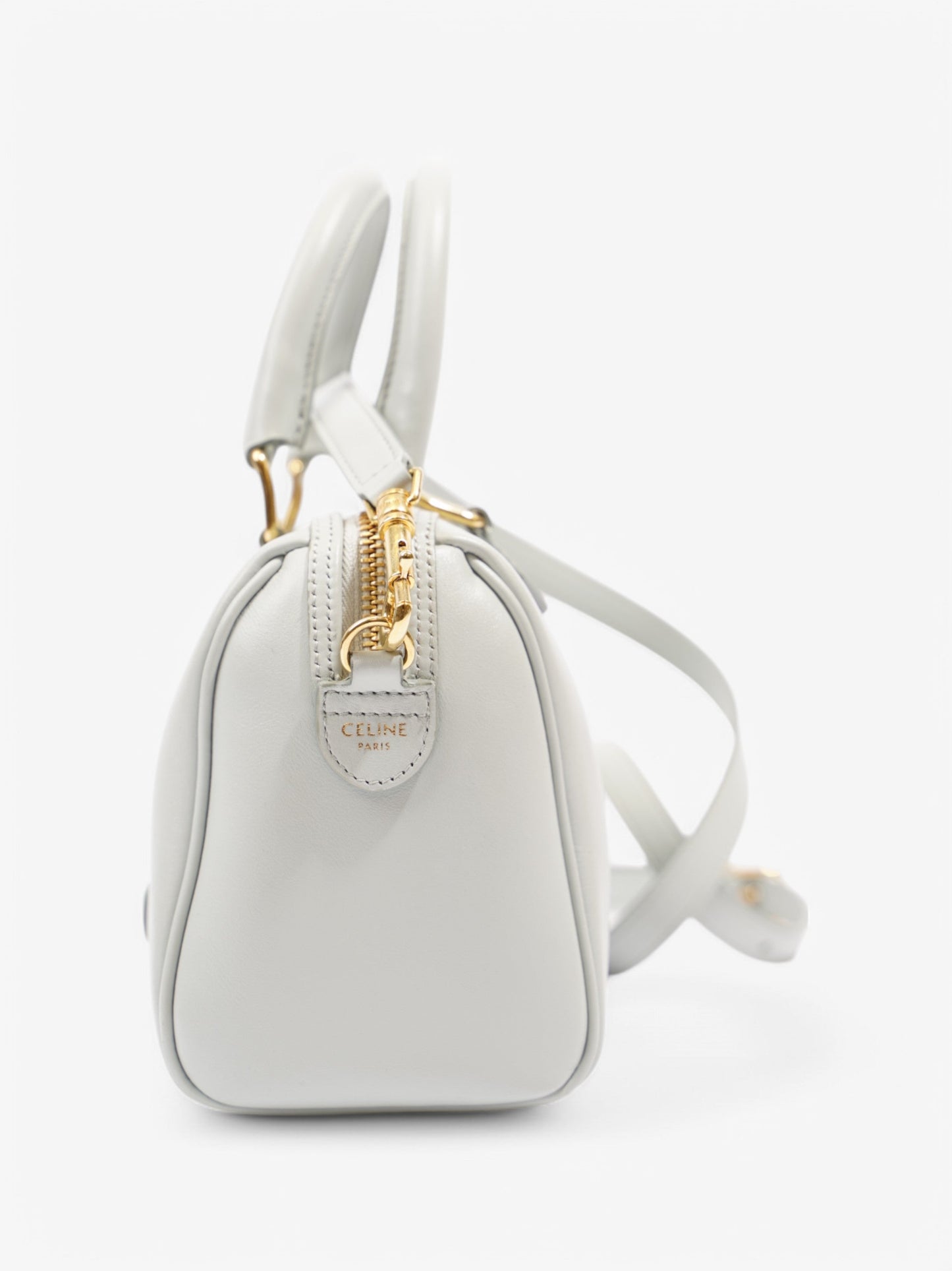 Celine Triomphe Boston Light Blue Calfskin Leather Small