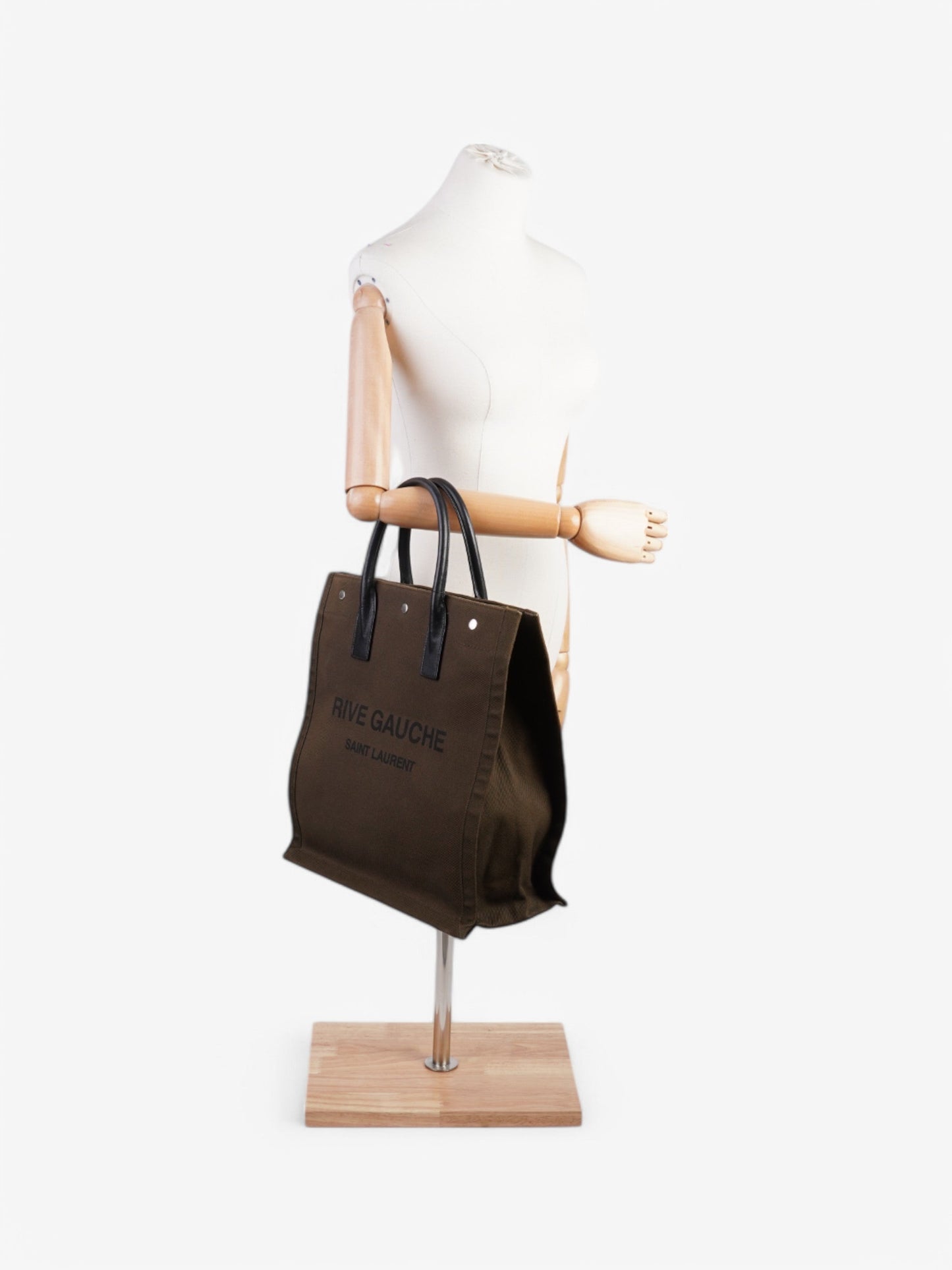 Saint Laurent Rive Gauche Tote Khaki / Black Canvas