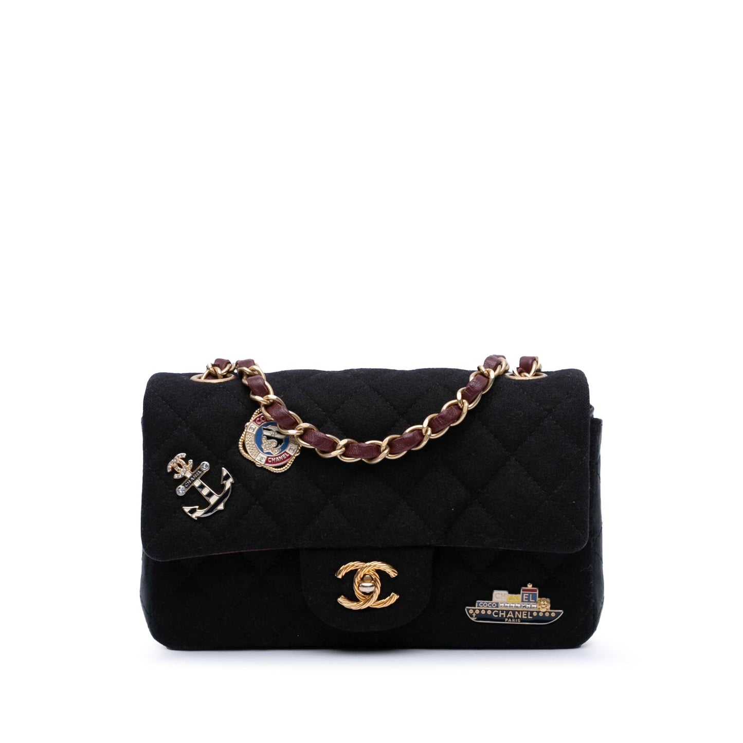 Chanel Mini Rectangular Classic Jersey Sailor Single Flap Blue