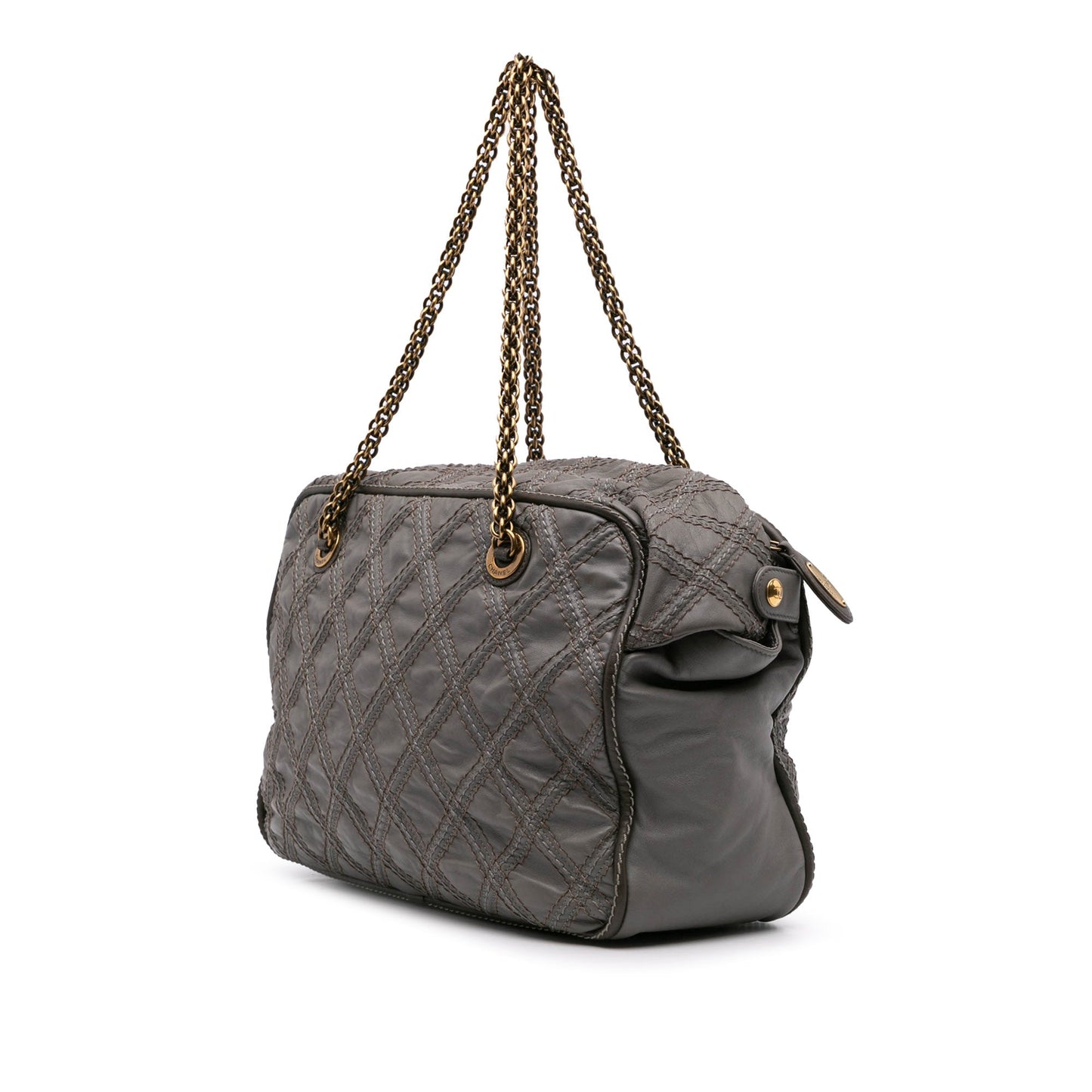 Chanel CC Quilted Calfskin Triptych Tote Gray
