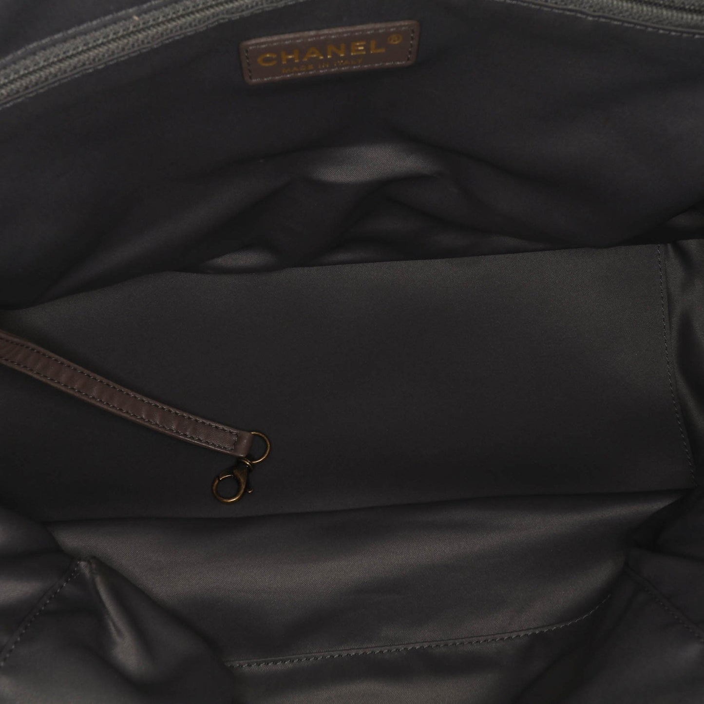 Chanel CC Quilted Calfskin Triptych Tote Gray