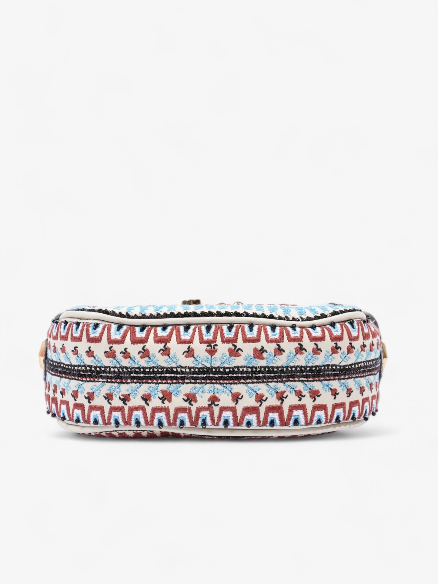 Christian Louboutin Carasky Loubi Mini Embroidered Cream Multicolour Embroidery Cotton