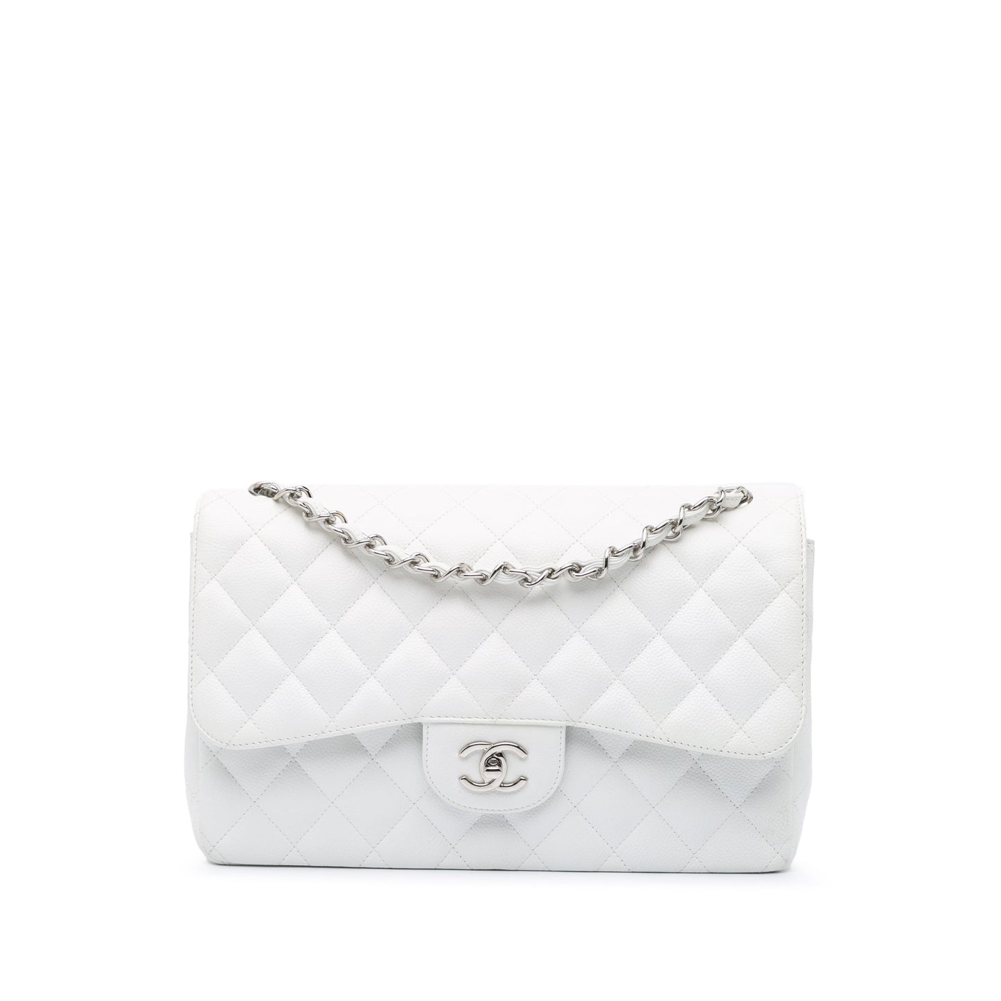 Chanel Jumbo Classic Caviar Double Flap White