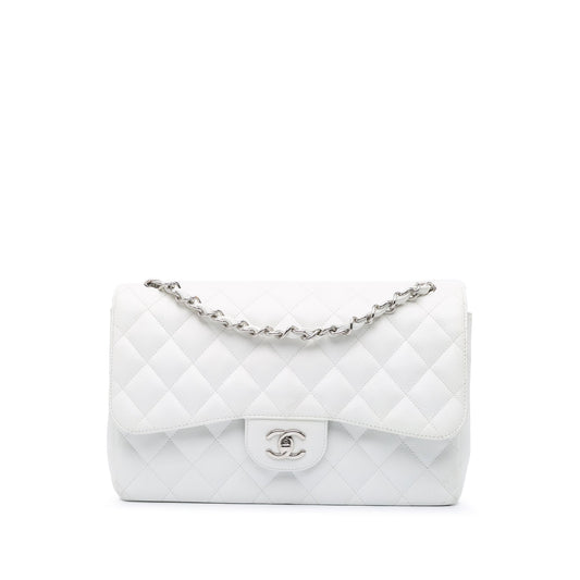 Chanel Jumbo Classic Caviar Double Flap White