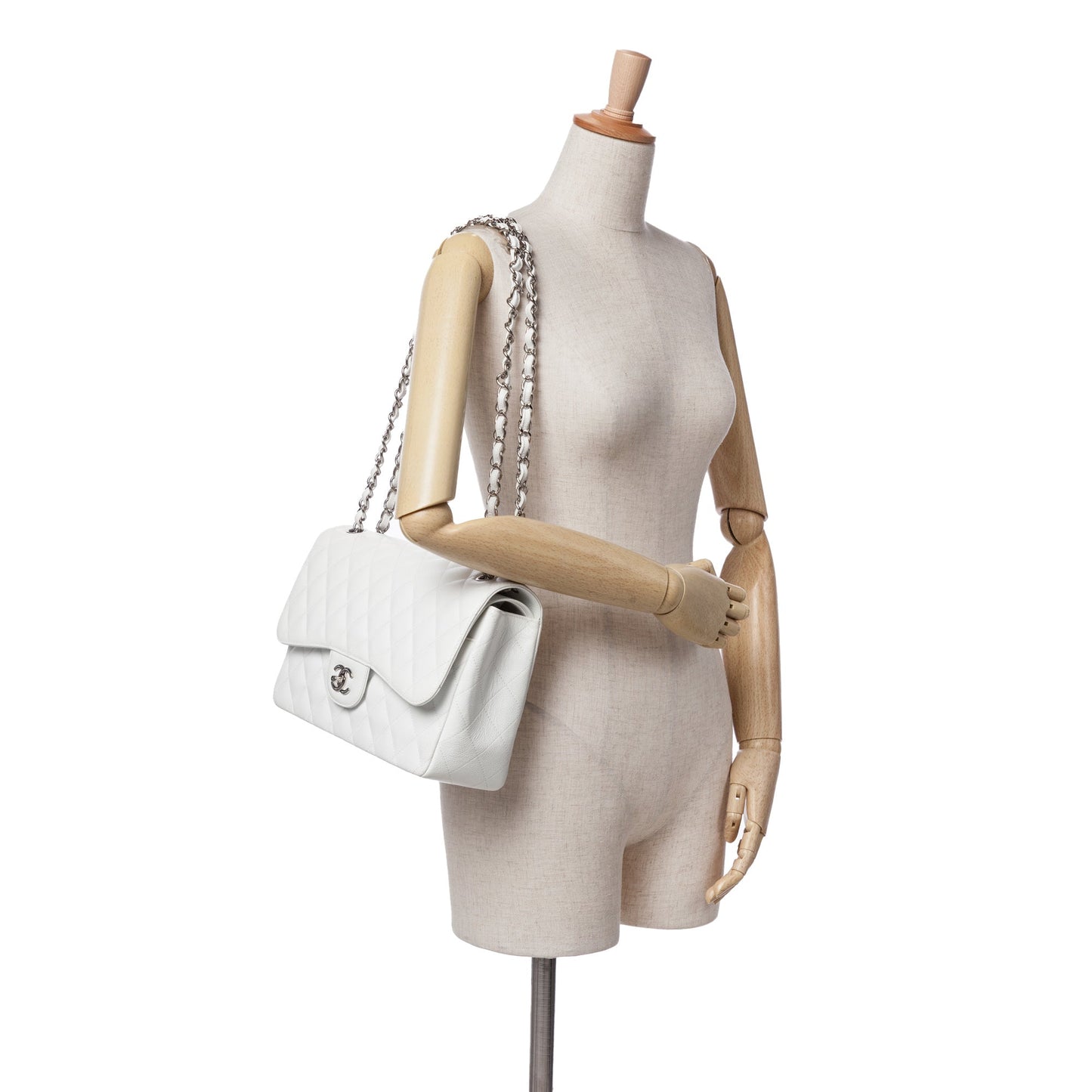 Chanel Jumbo Classic Caviar Double Flap White