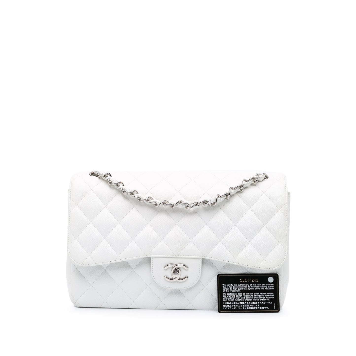 Chanel Jumbo Classic Caviar Double Flap White