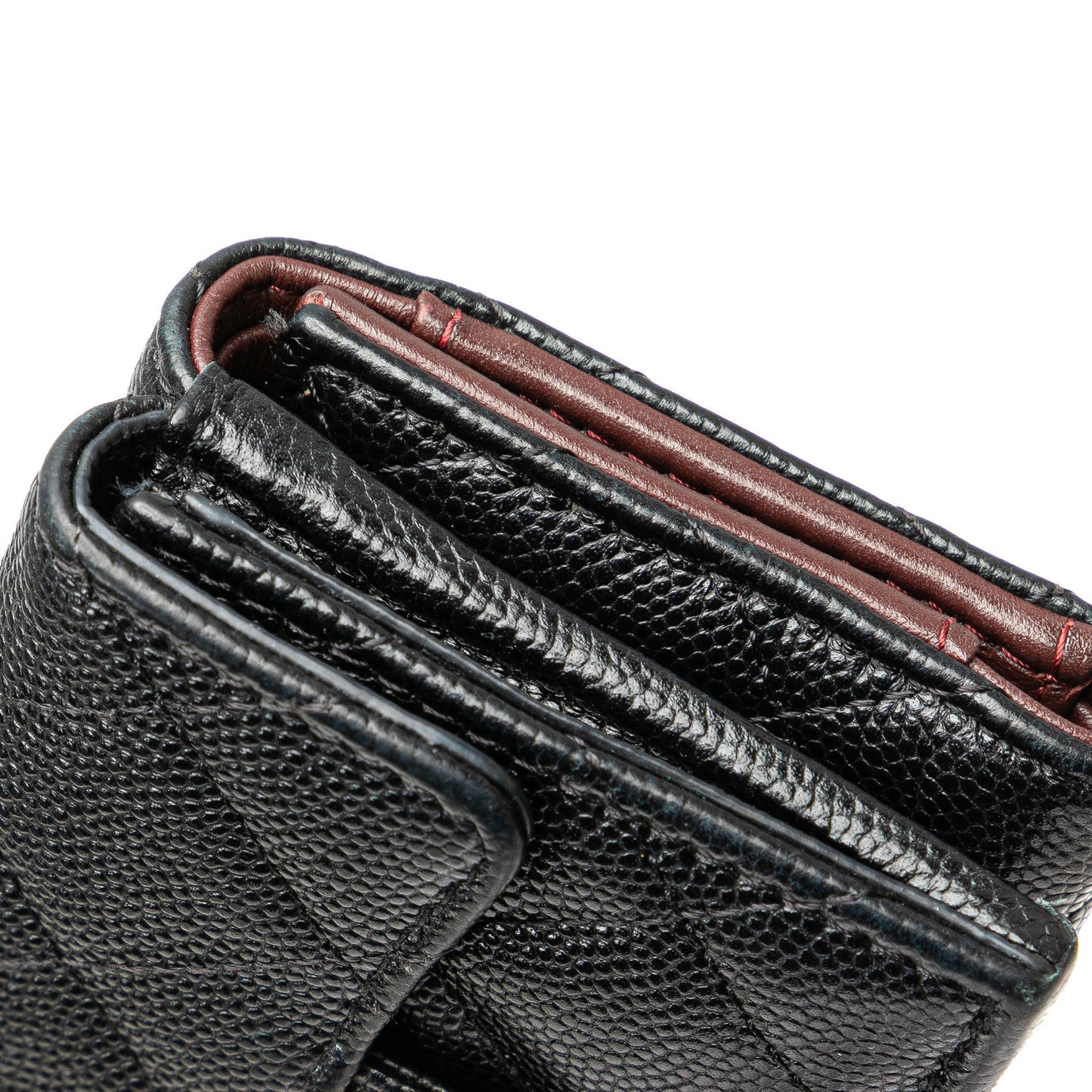 Chanel CC Quilted Caviar Trifold Wallet Black