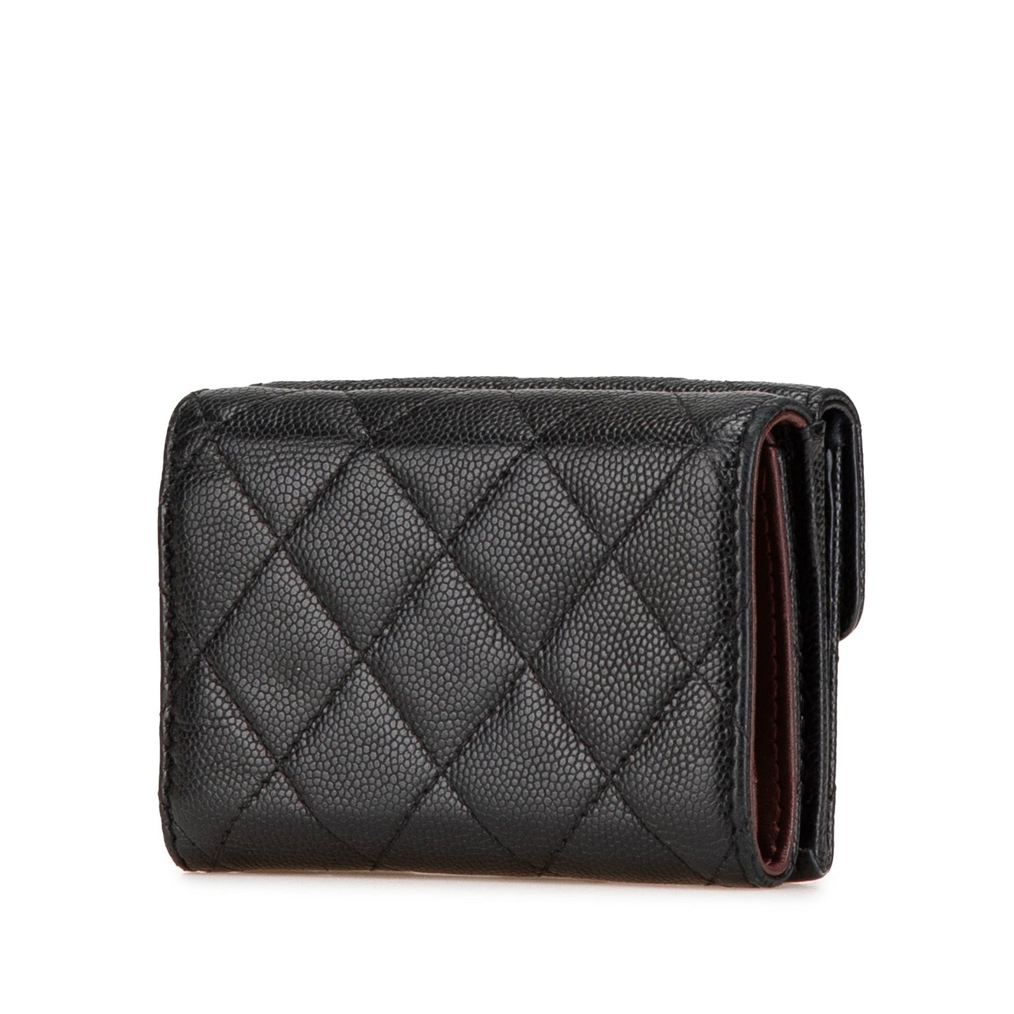 Chanel CC Quilted Caviar Trifold Wallet Black