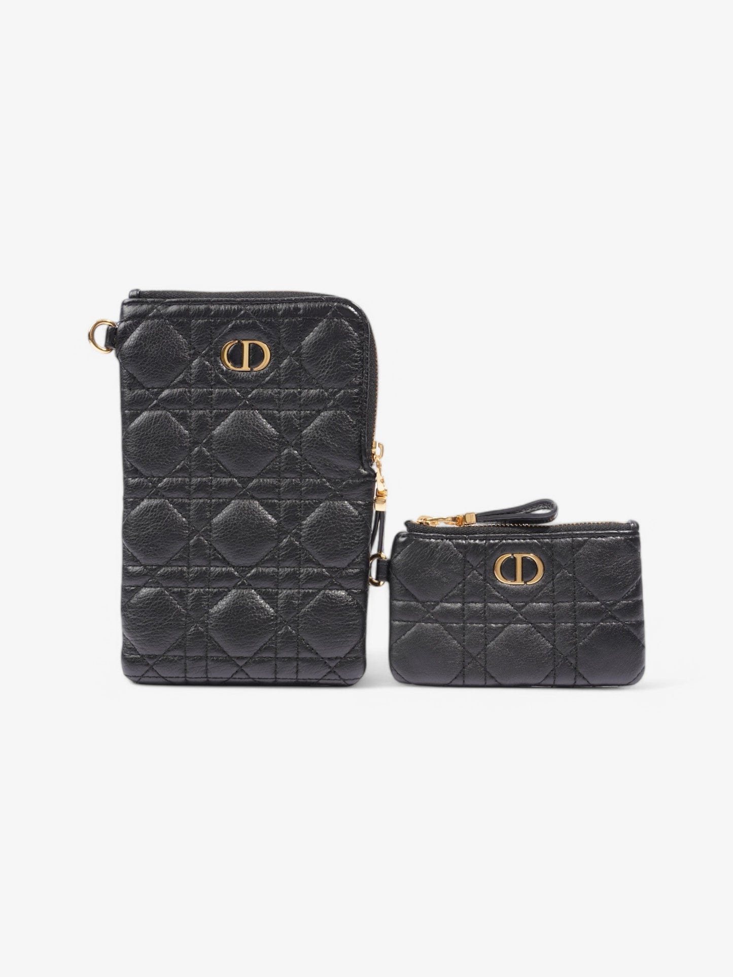 Christian Dior Caro Multifunction Pouch Black / Gold Leather