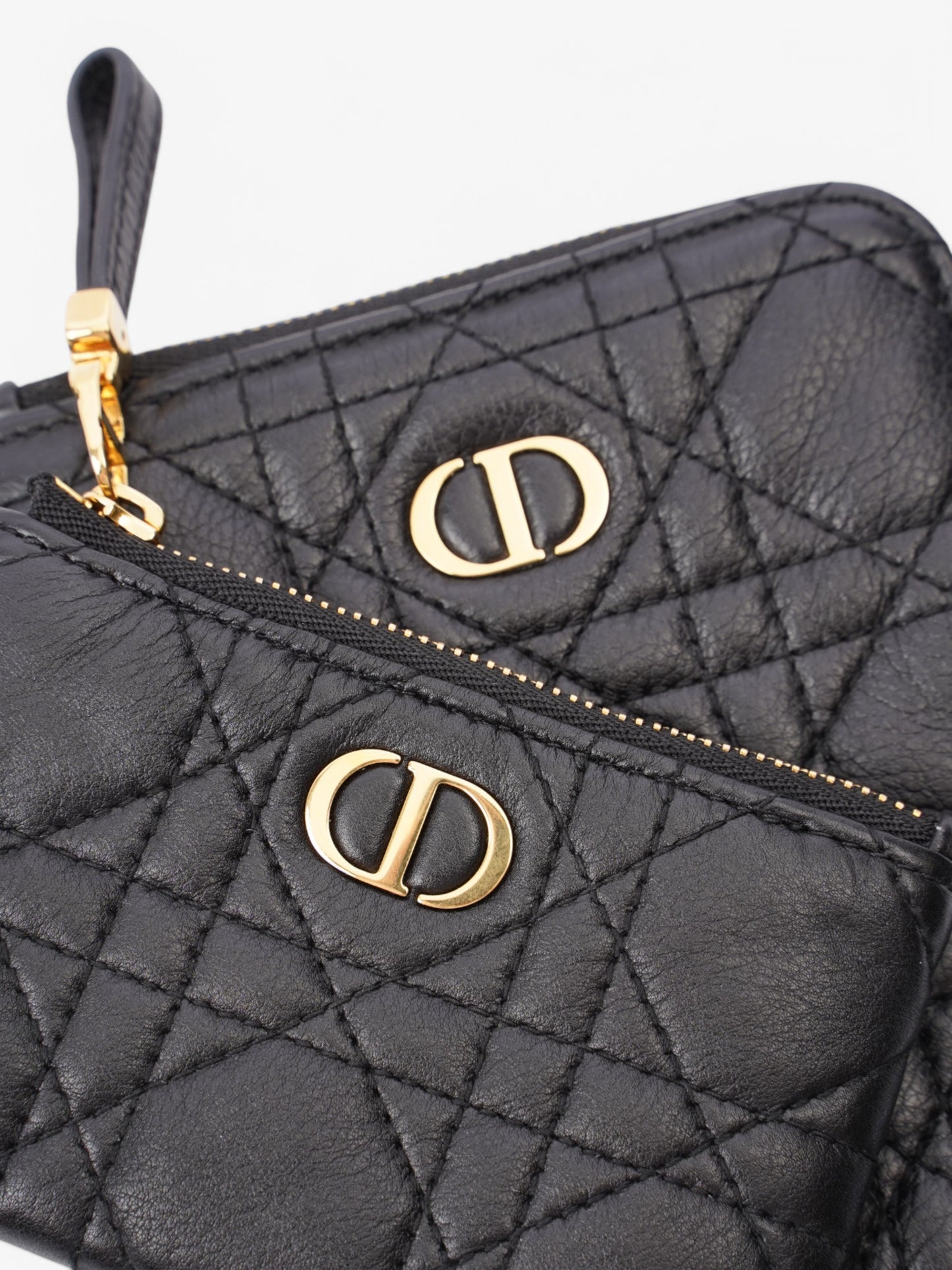 Christian Dior Caro Multifunction Pouch Black / Gold Leather