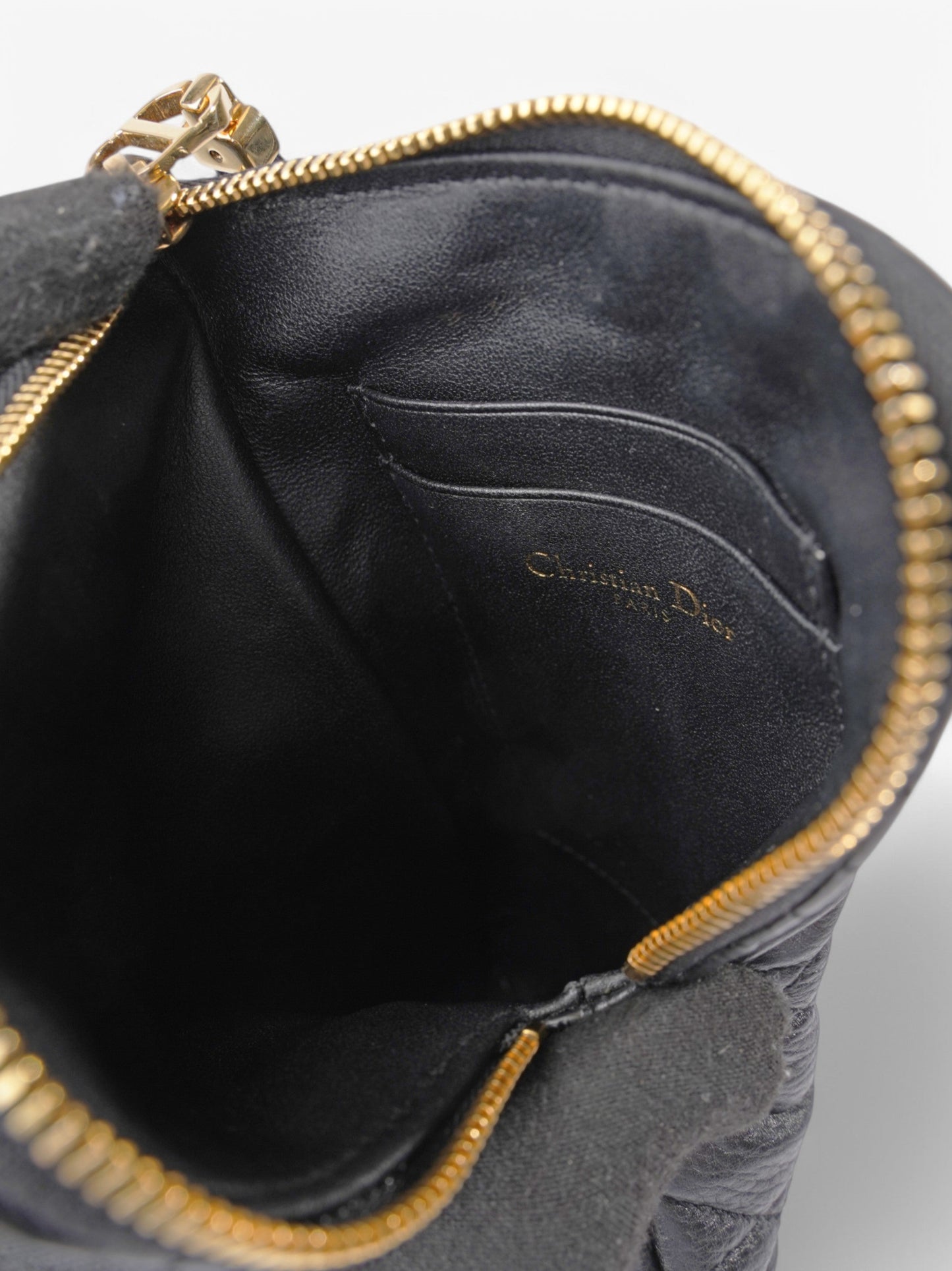 Christian Dior Caro Multifunction Pouch Black / Gold Leather
