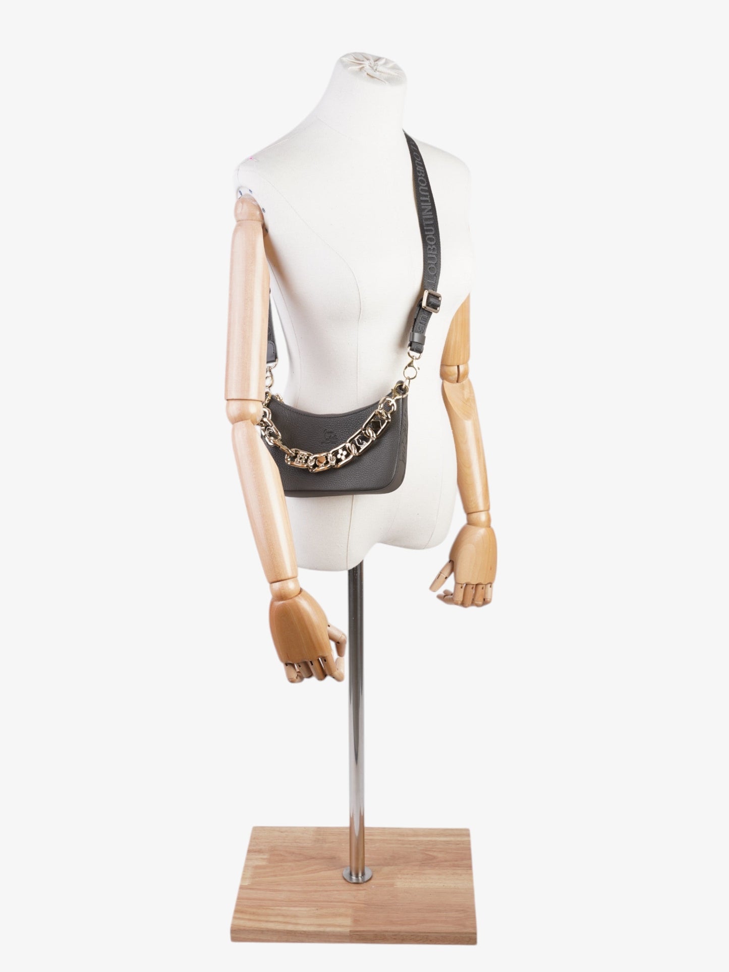 Christian Louboutin Loubila Chain Grey Grained Leather Mini