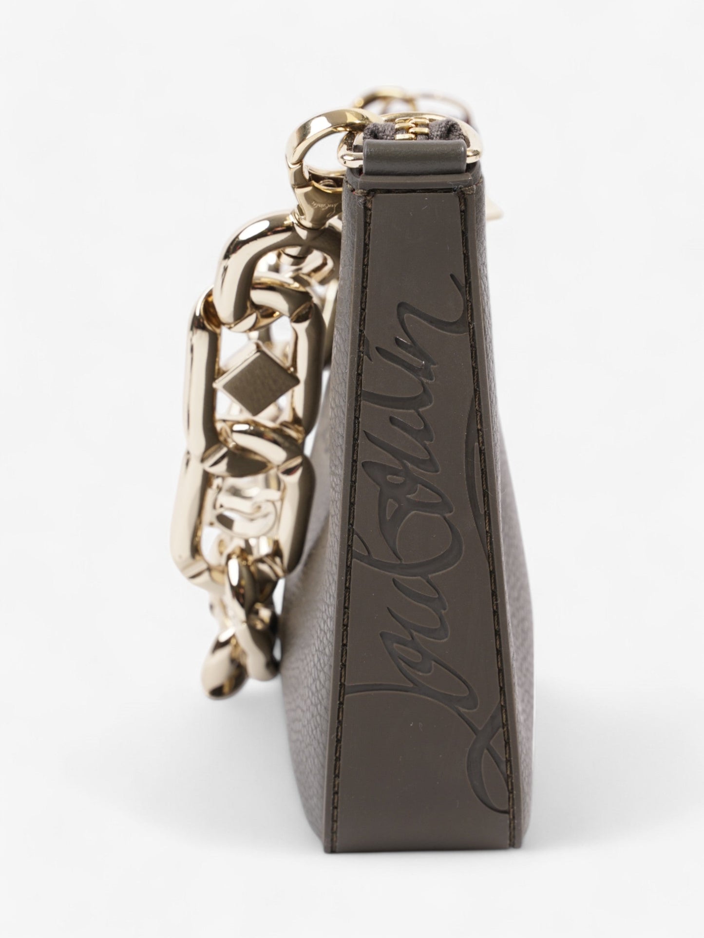 Christian Louboutin Loubila Chain Grey Grained Leather Mini