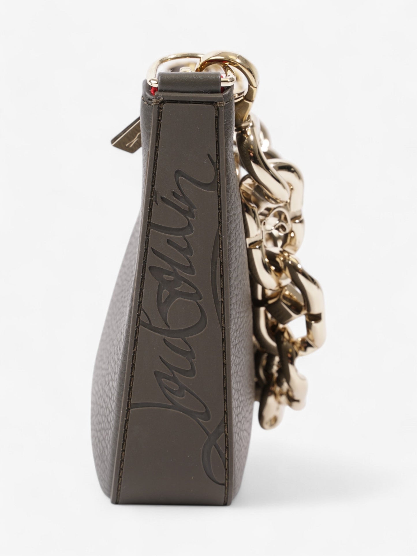 Christian Louboutin Loubila Chain Grey Grained Leather Mini