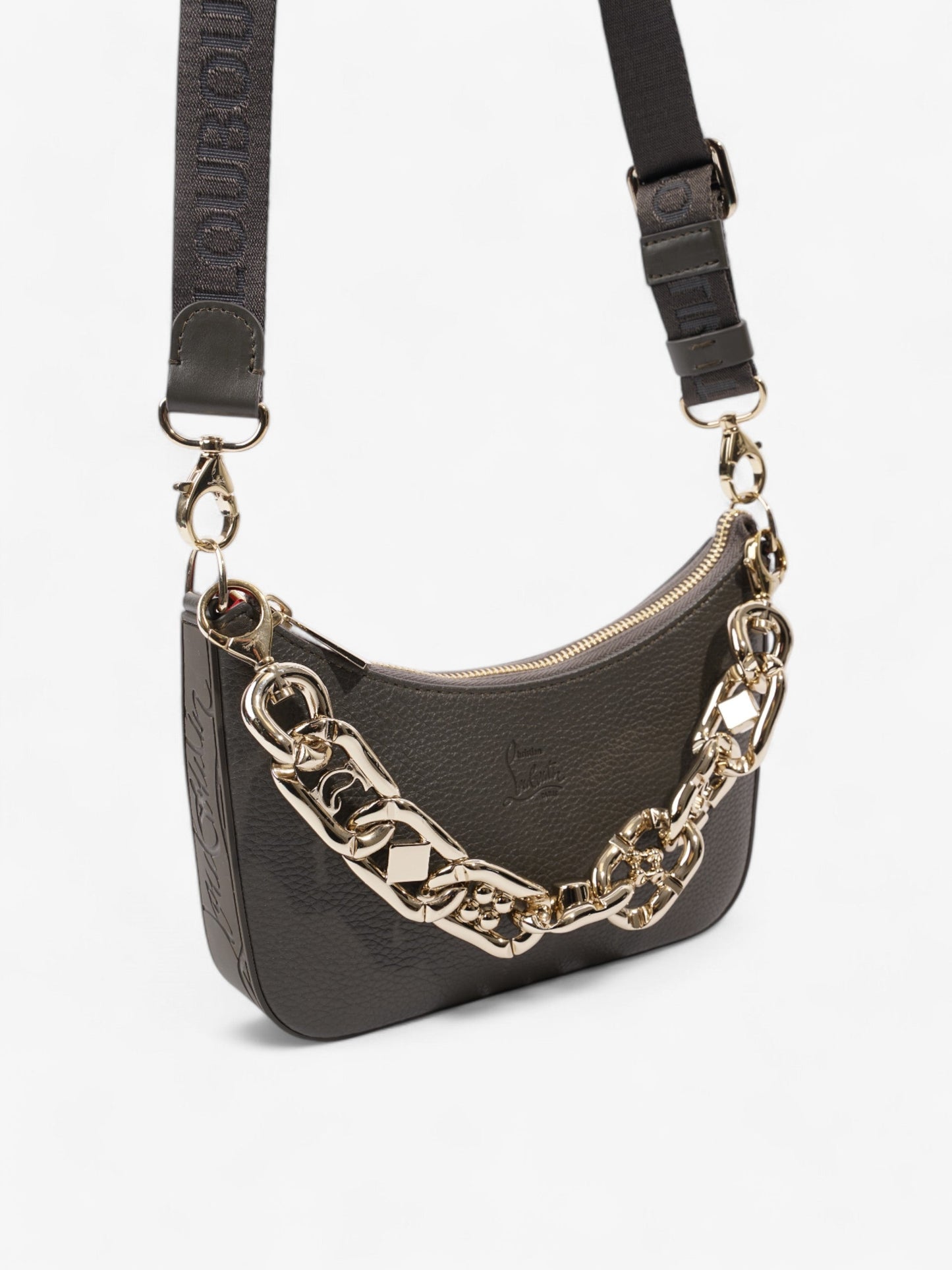 Christian Louboutin Loubila Chain Grey Grained Leather Mini