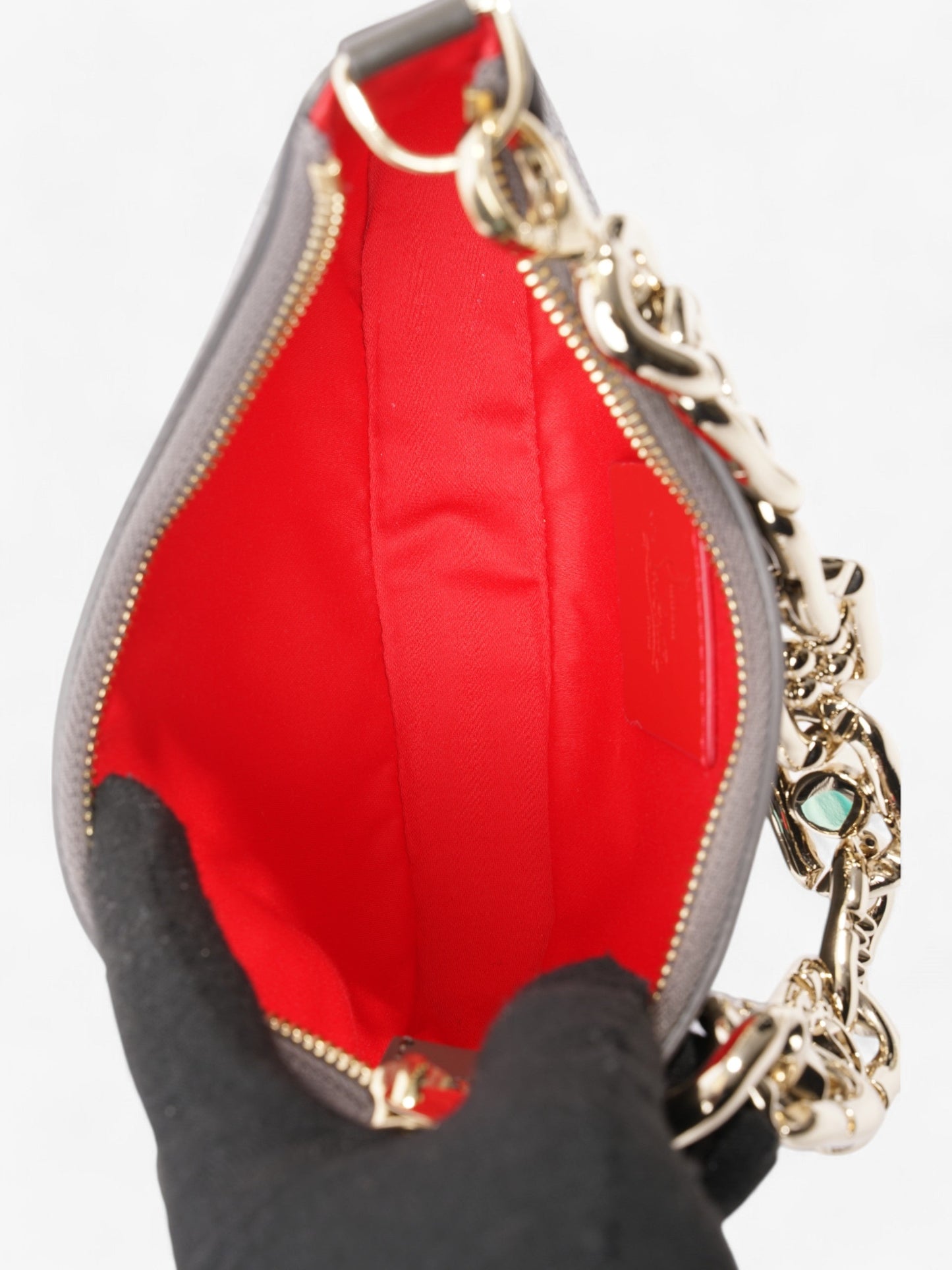 Christian Louboutin Loubila Chain Grey Grained Leather Mini
