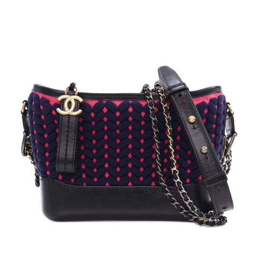 Chanel Small Knit and Calfskin Gabrielle Hobo Blue