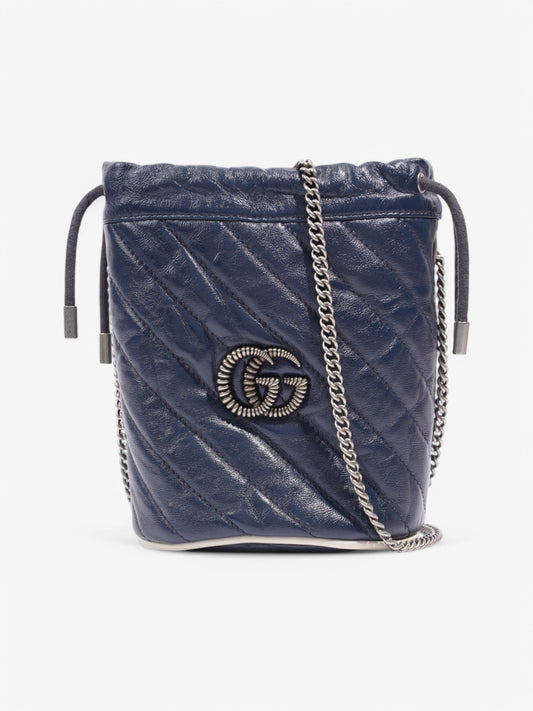 Gucci Marmont Drawstring Shoulder Bag Navy Leather