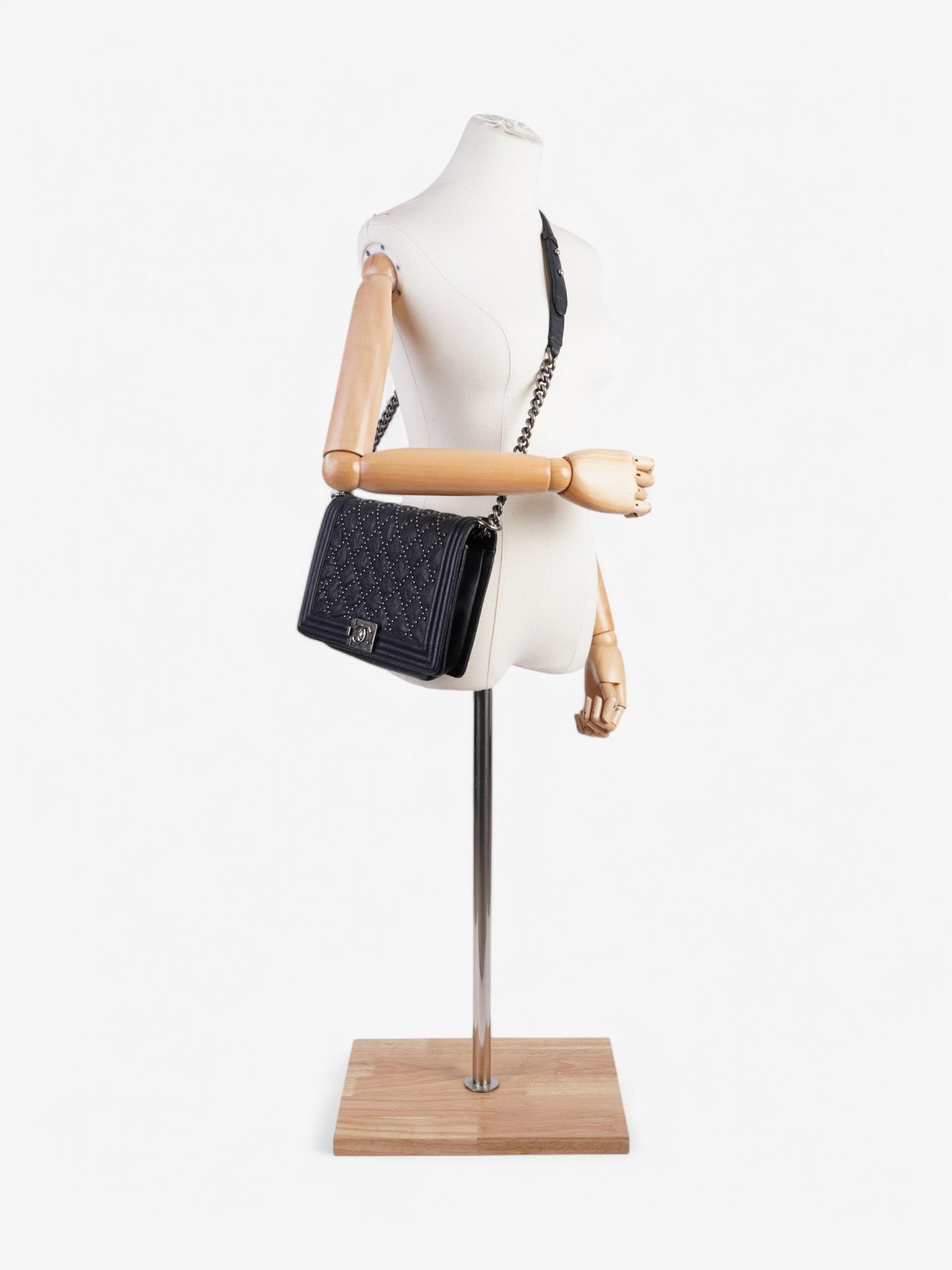 Chanel Boy Bag Navy Lambskin Leather New Medium