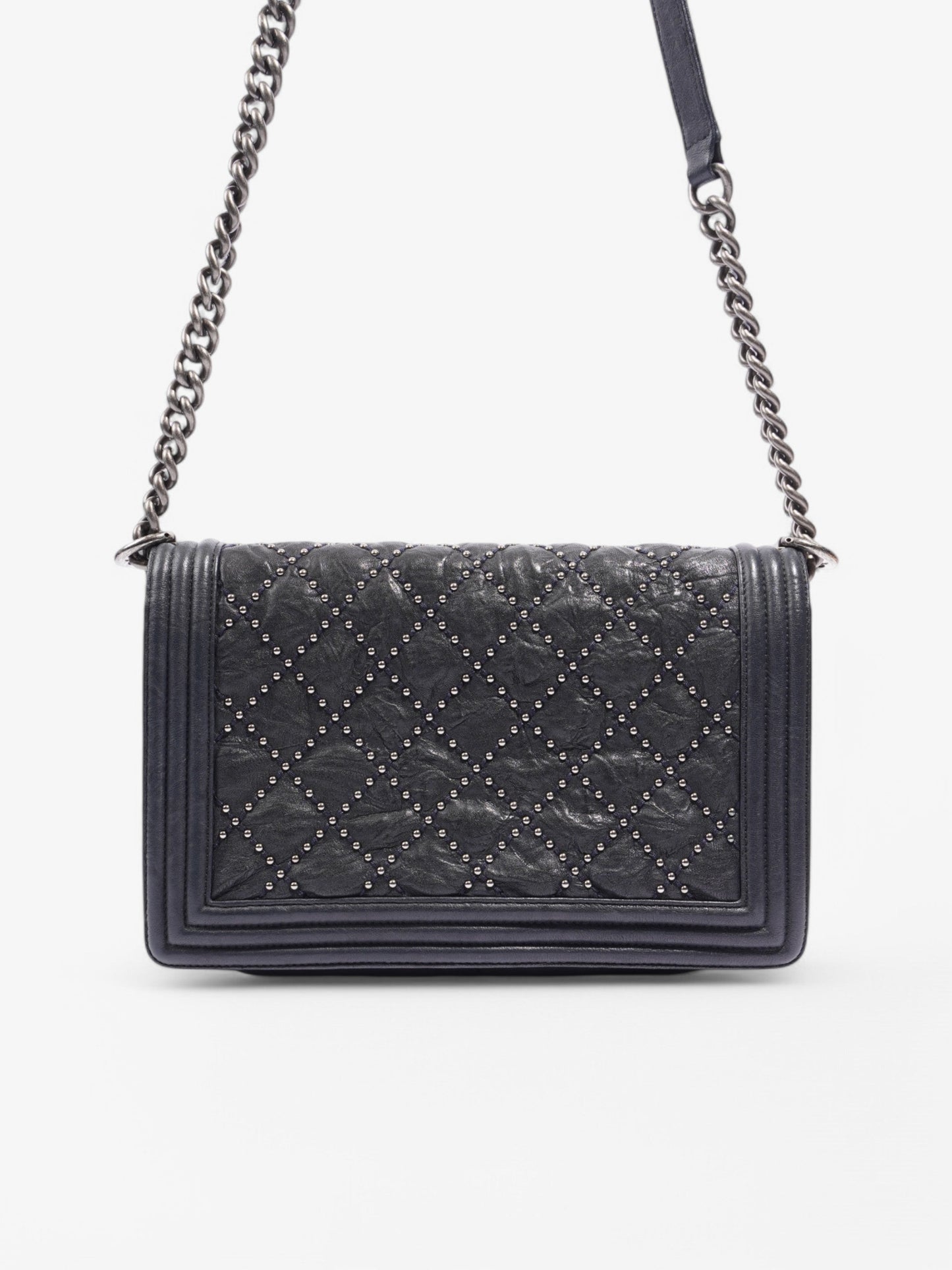Chanel Boy Bag Navy Lambskin Leather New Medium