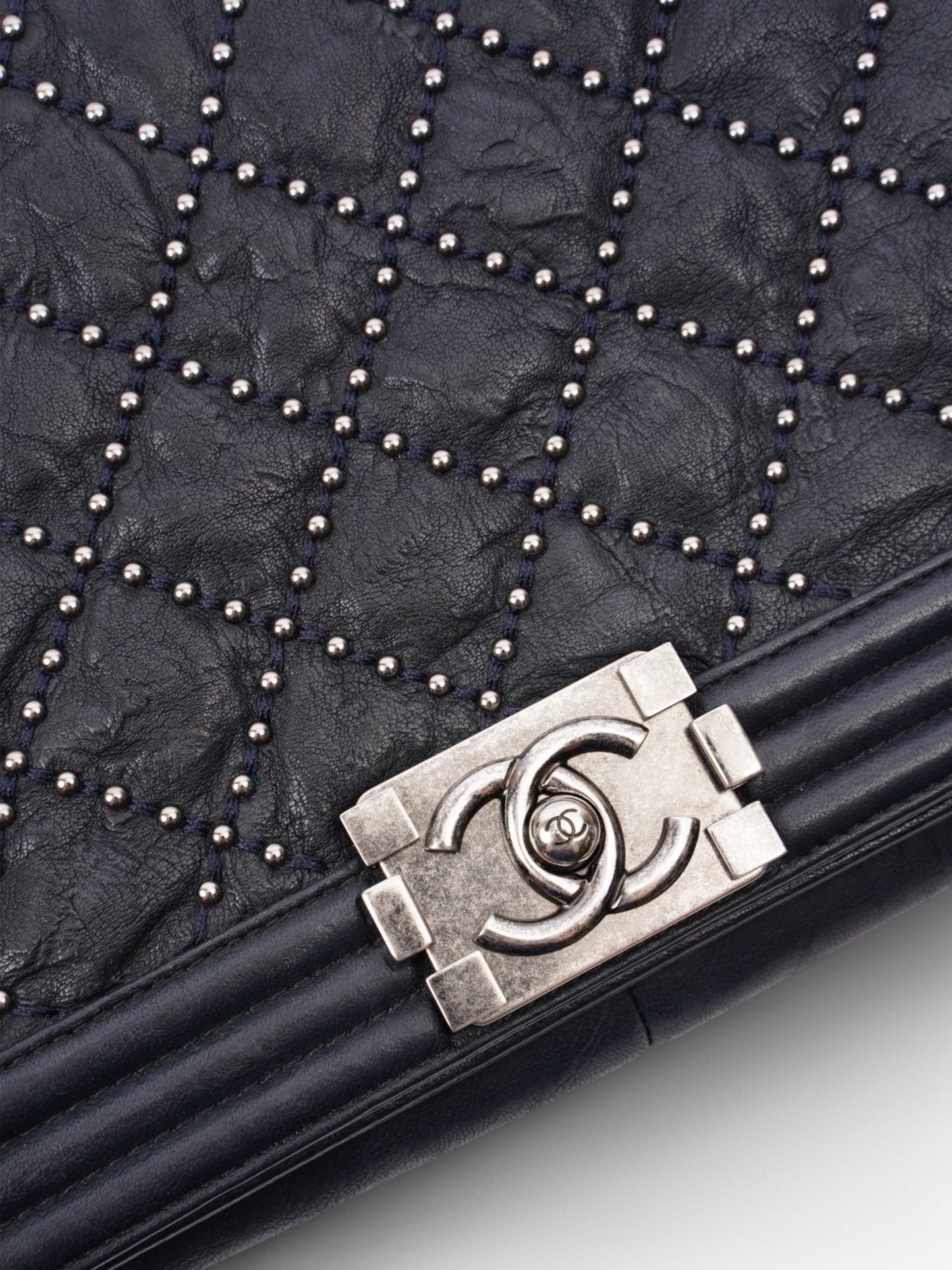 Chanel Boy Bag Navy Lambskin Leather New Medium