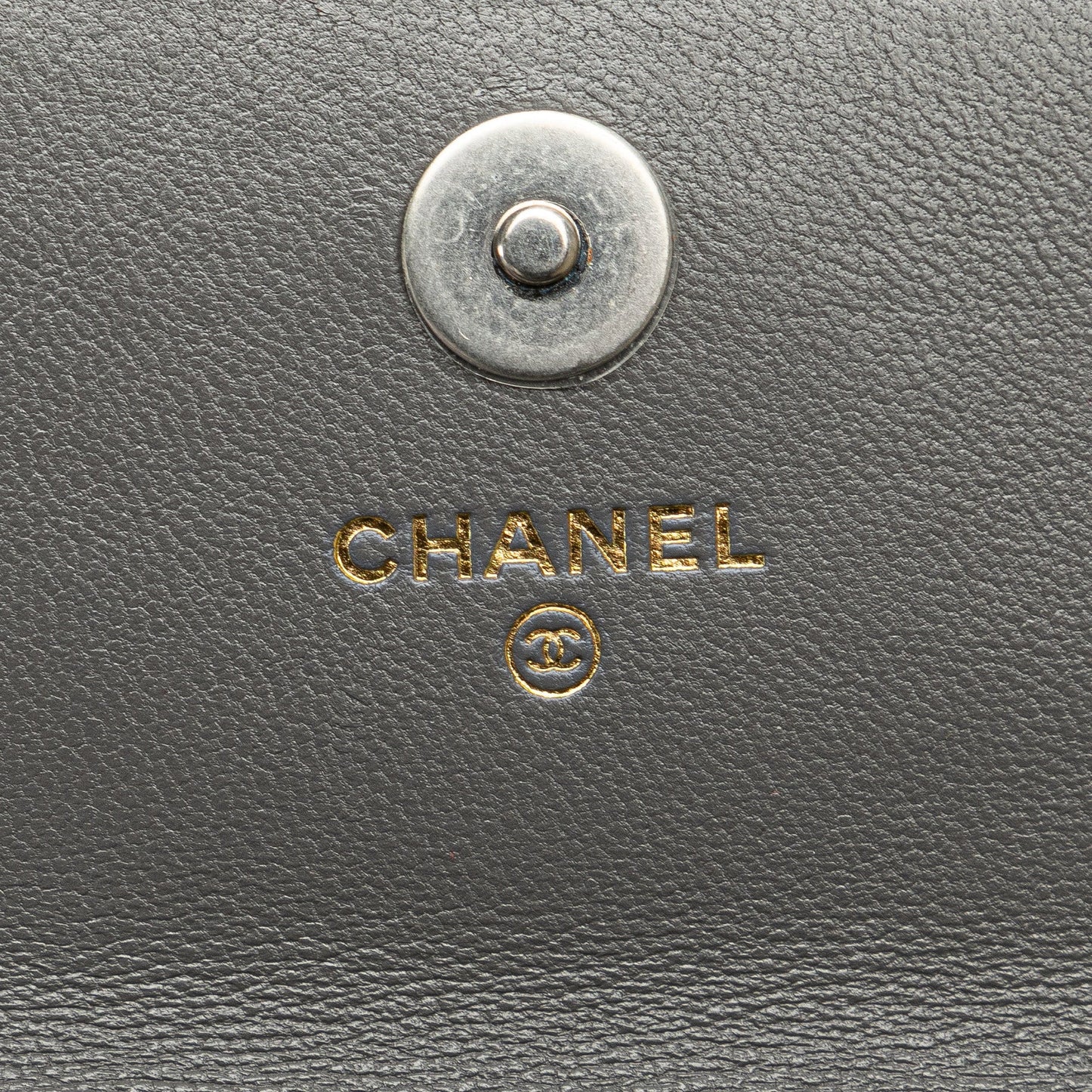 Chanel Lambskin 19 Flap Coin Purse With Chain Gray