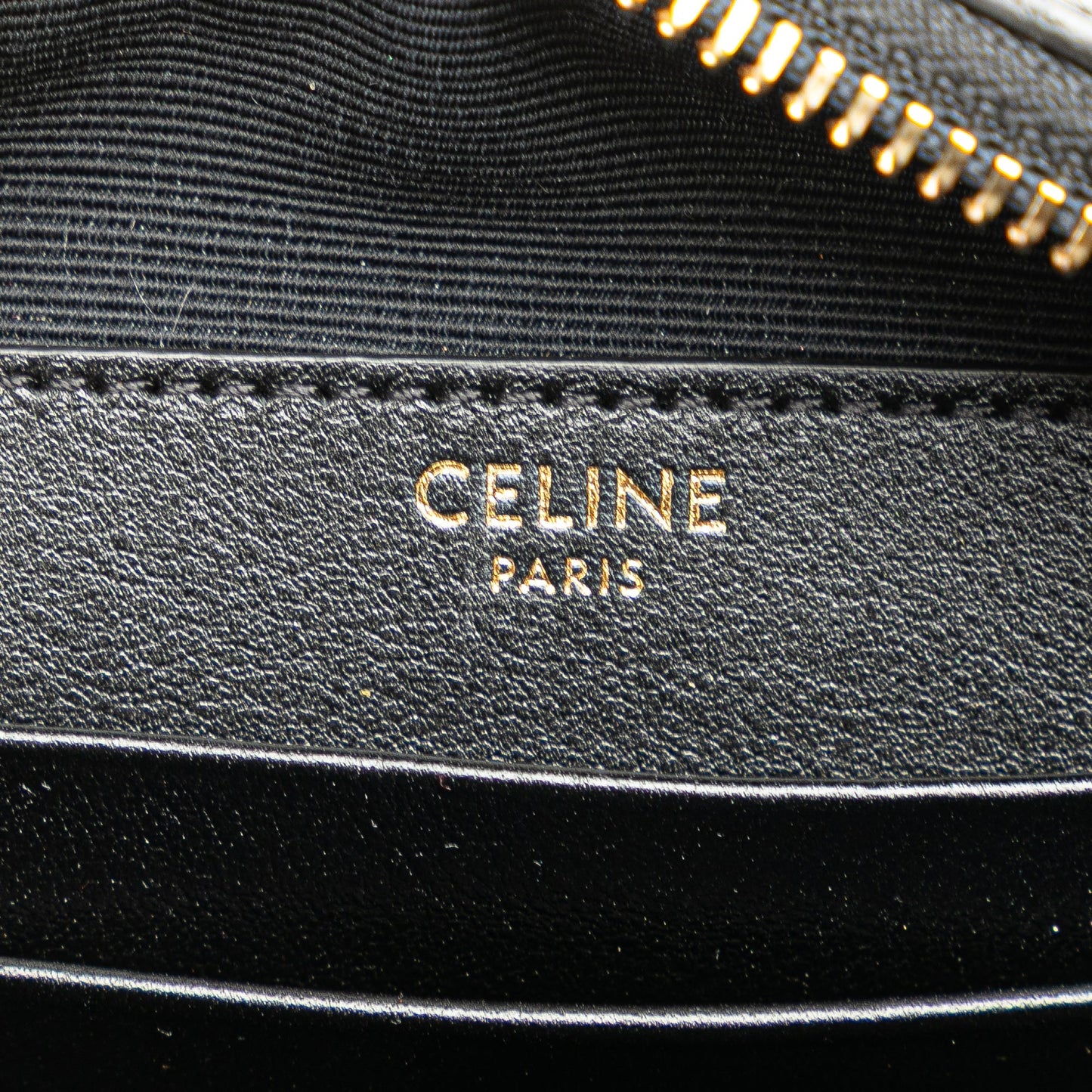 Celine Quilted Calfskin C Charm Crossbody Black