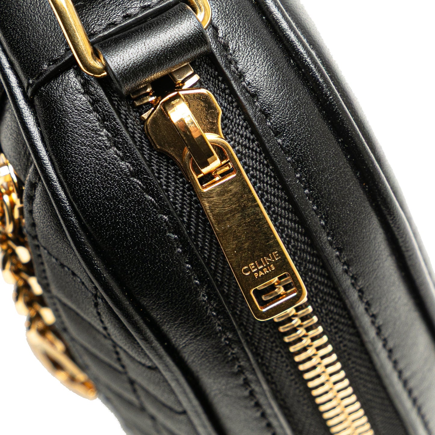 Celine Quilted Calfskin C Charm Crossbody Black