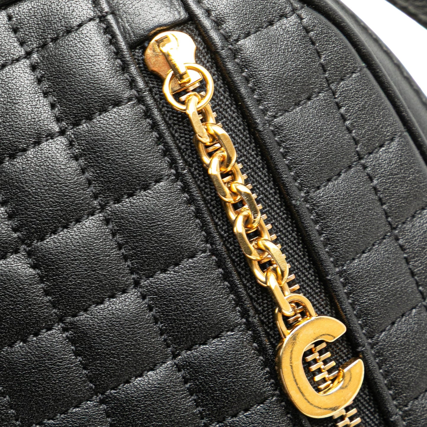Celine Quilted Calfskin C Charm Crossbody Black