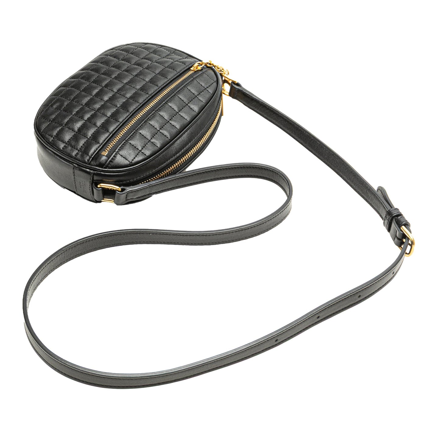 Celine Quilted Calfskin C Charm Crossbody Black