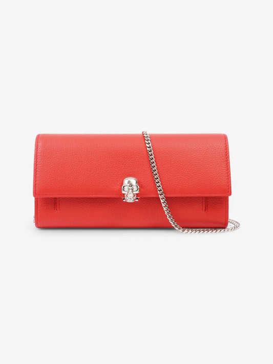 Alexander McQueen Continental Skull Wallet on Chain Red Calfskin Leather