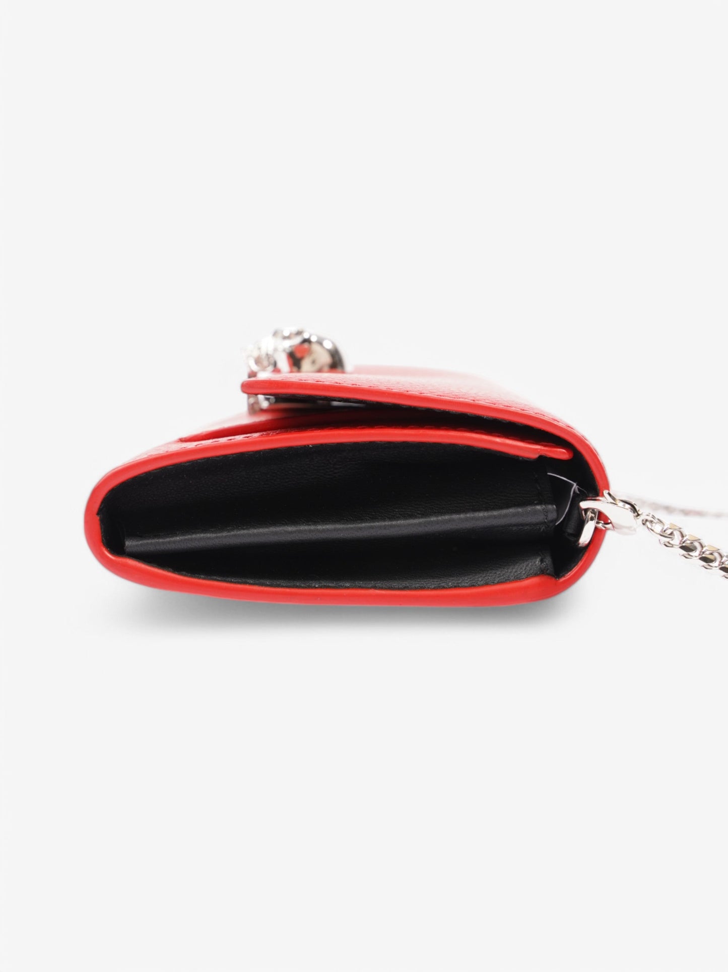 Alexander McQueen Continental Skull Wallet on Chain Red Calfskin Leather