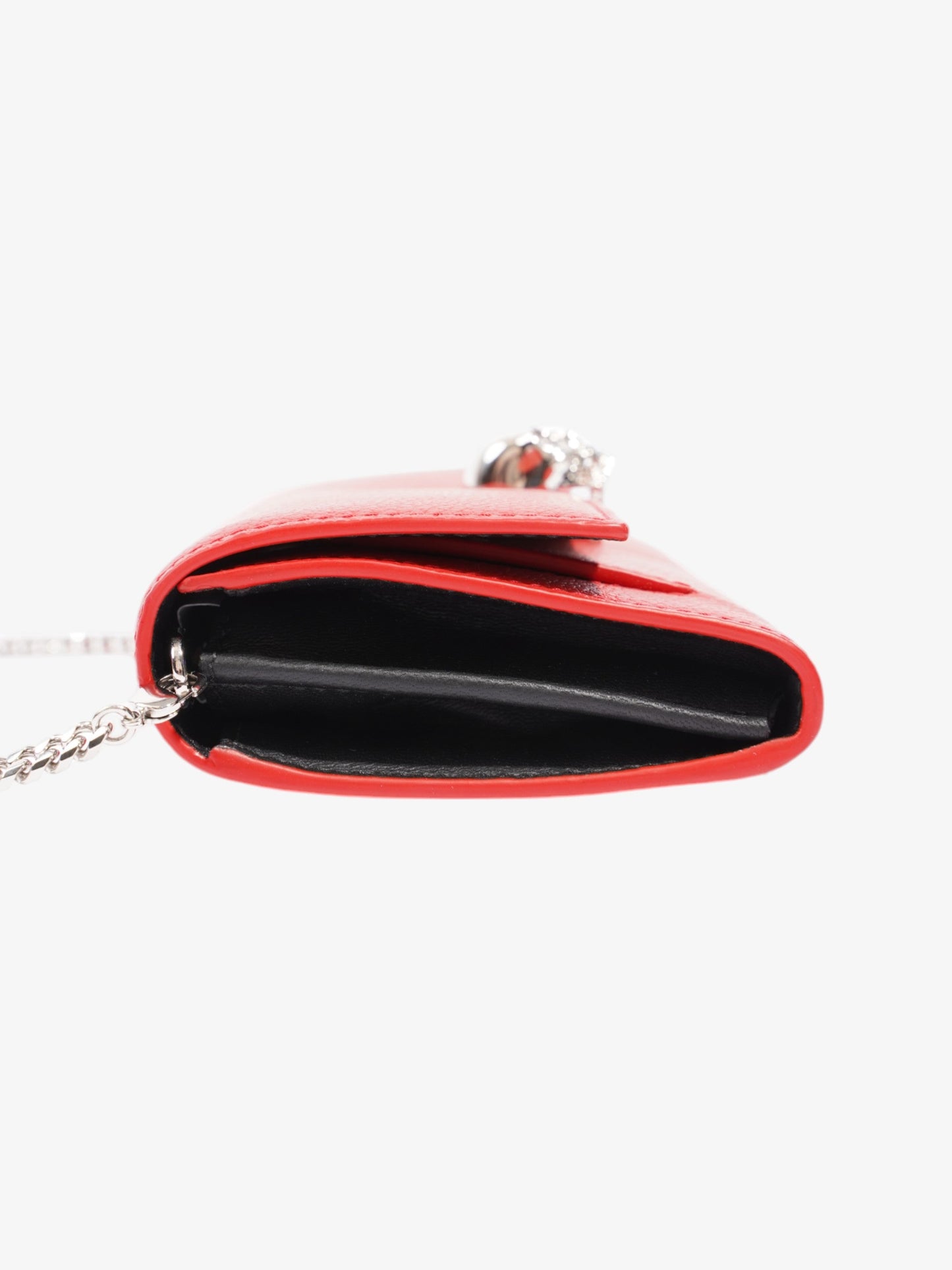 Alexander McQueen Continental Skull Wallet on Chain Red Calfskin Leather