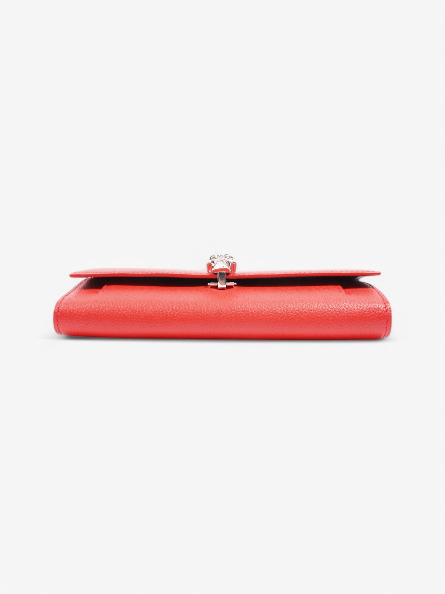Alexander McQueen Continental Skull Wallet on Chain Red Calfskin Leather