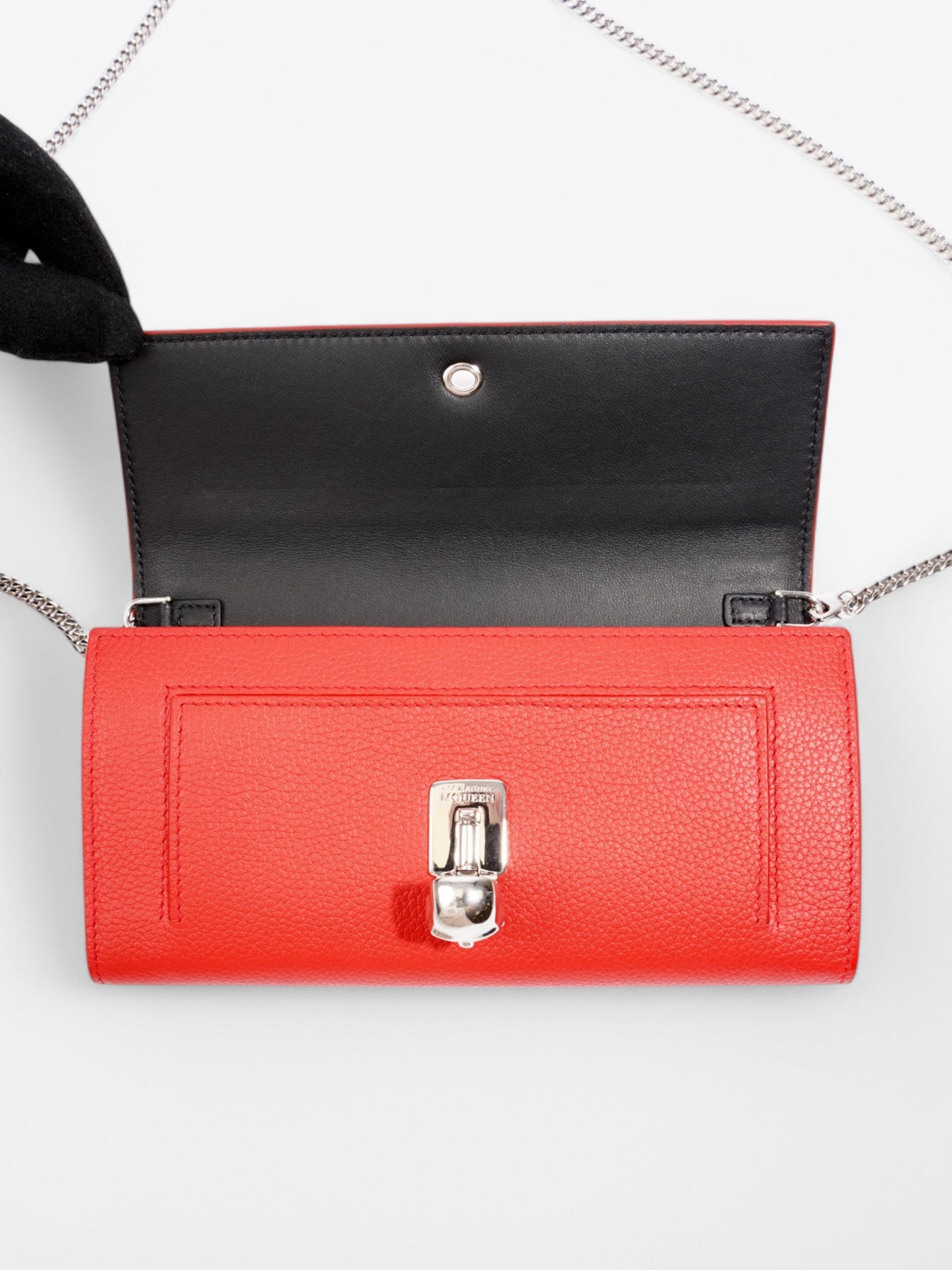 Alexander McQueen Continental Skull Wallet on Chain Red Calfskin Leather
