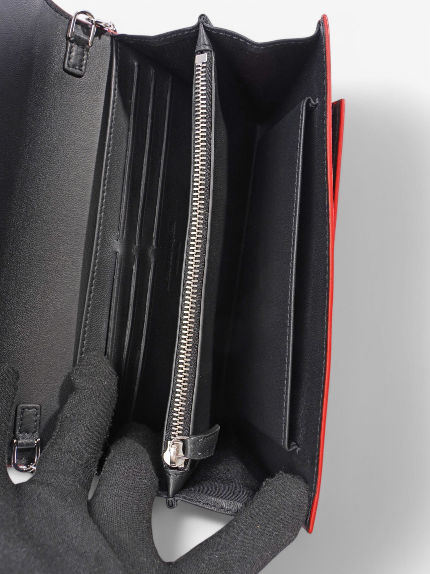 Alexander McQueen Continental Skull Wallet on Chain Red Calfskin Leather