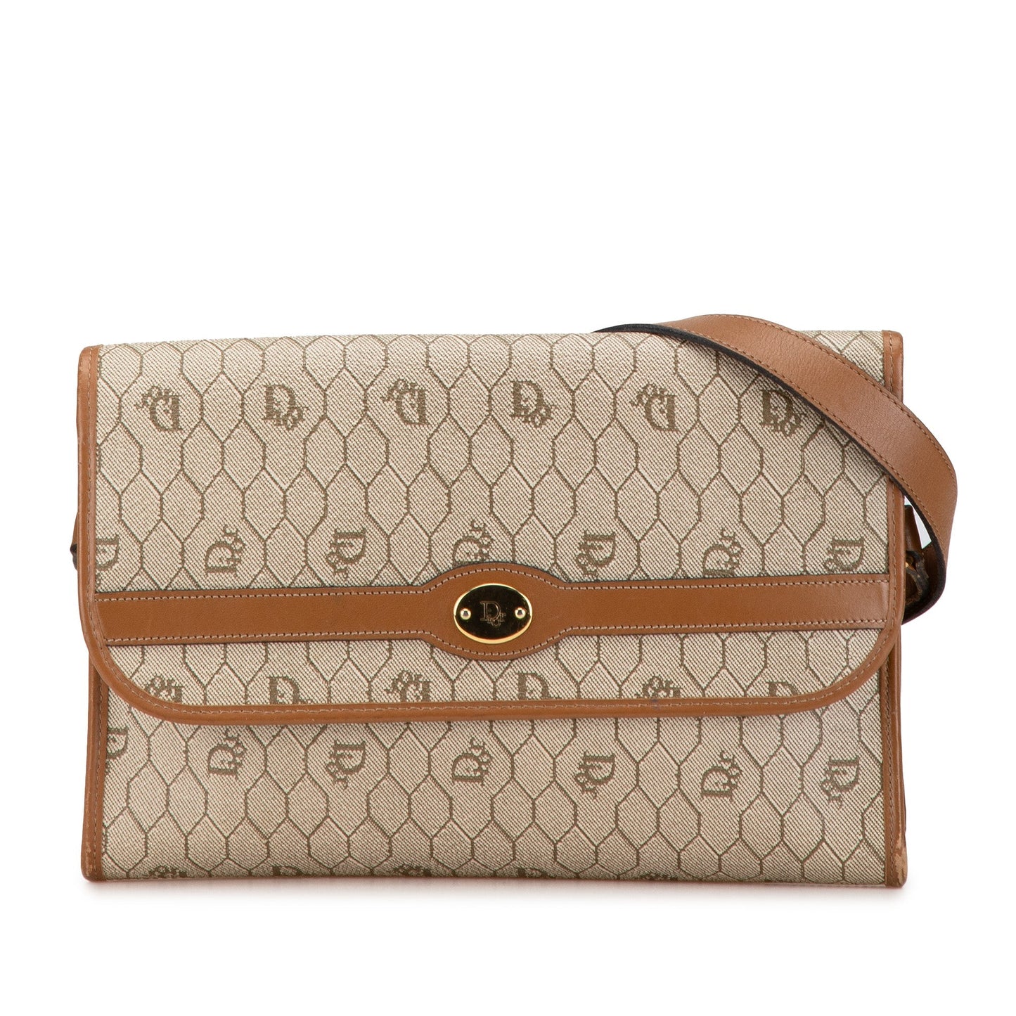Dior Honeycomb Coated Canvas Crossbody Brown