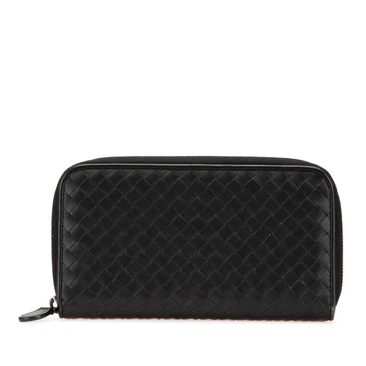 Bottega Veneta Nappa Intrecciato Zip Around Long Wallet Black