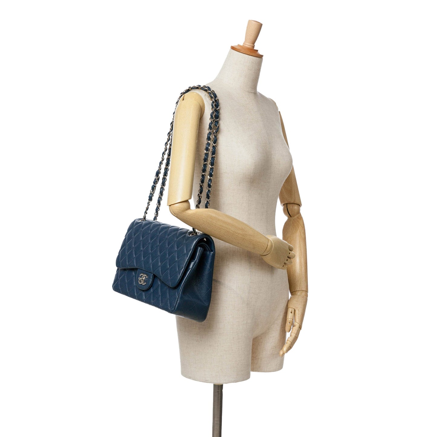 Chanel Jumbo Classic Caviar Double Flap Blue