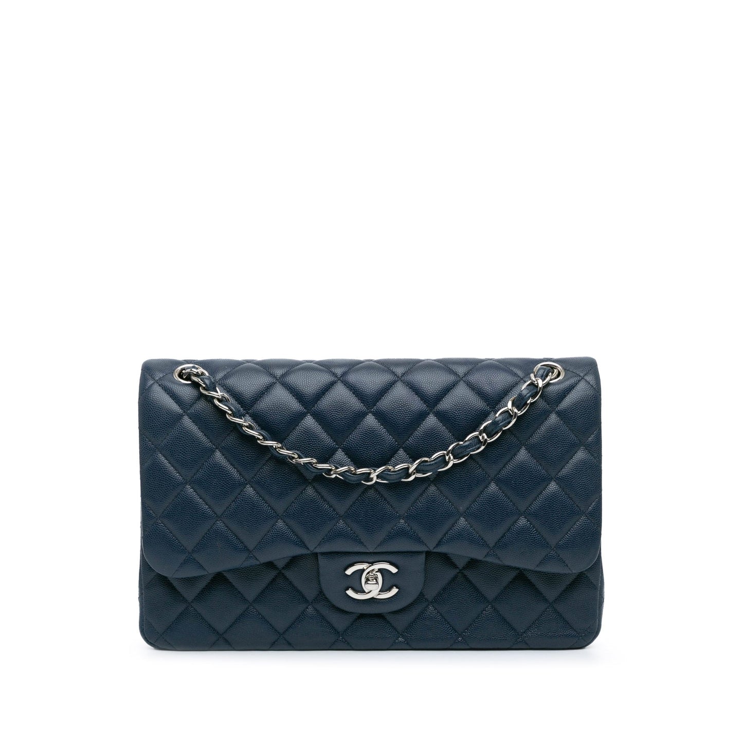 Chanel Jumbo Classic Caviar Double Flap Blue