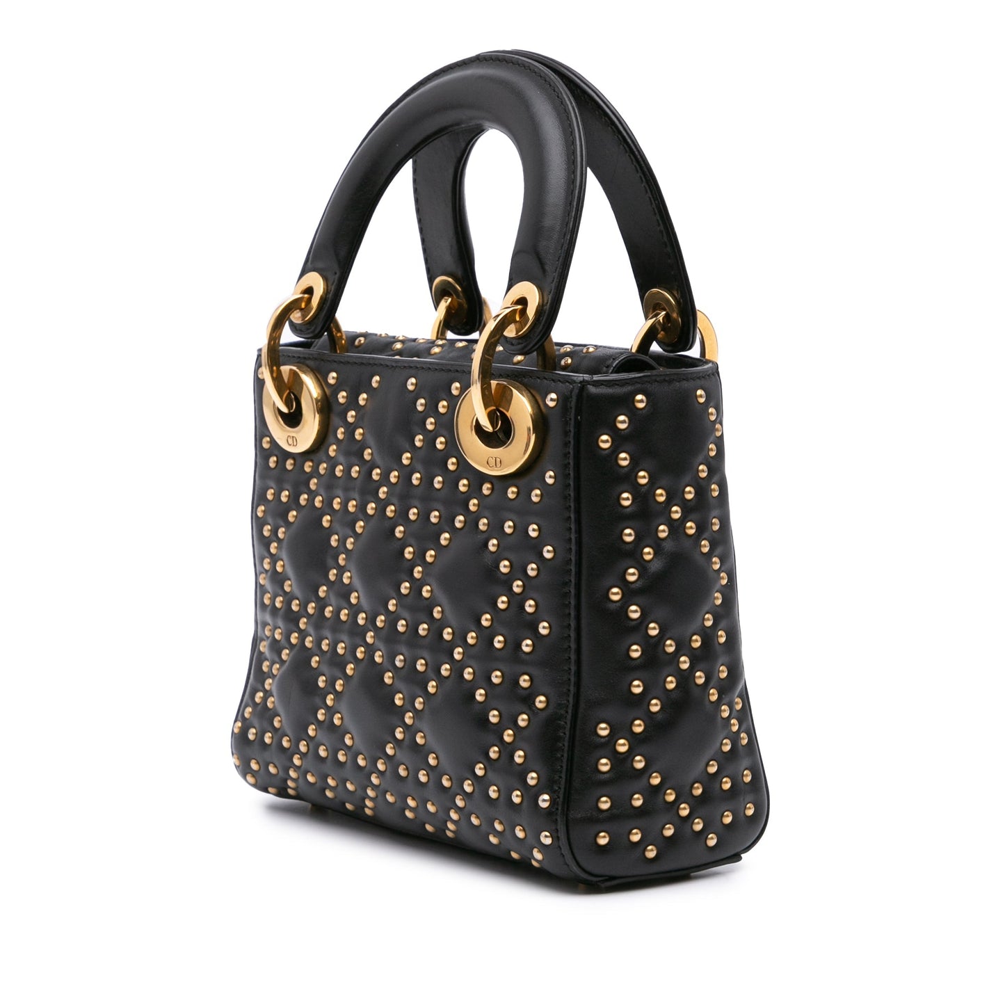 Dior Mini Lambskin Cannage Studded Supple Lady Dior Black