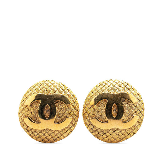 Chanel Gold Plated CC Clip On Earrings Gold