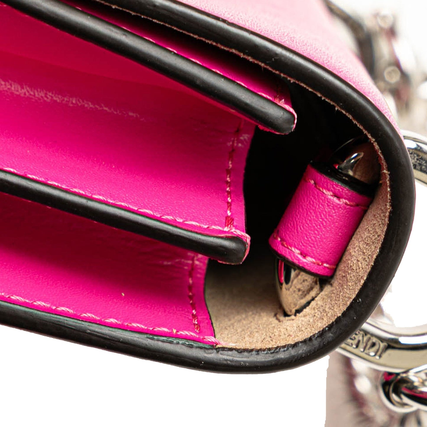 Fendi Small Leather Kan I Crossbody Pink