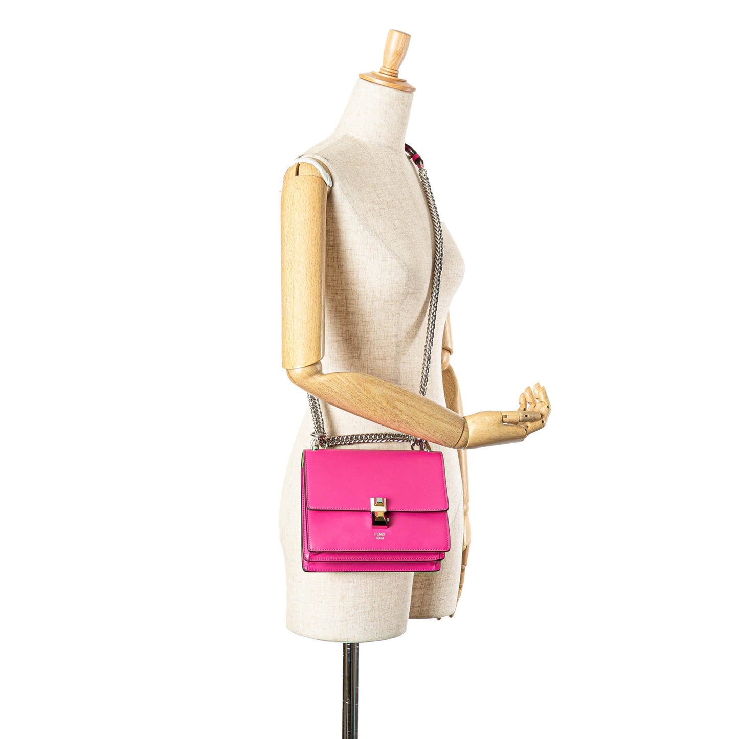 Fendi Small Leather Kan I Crossbody Pink